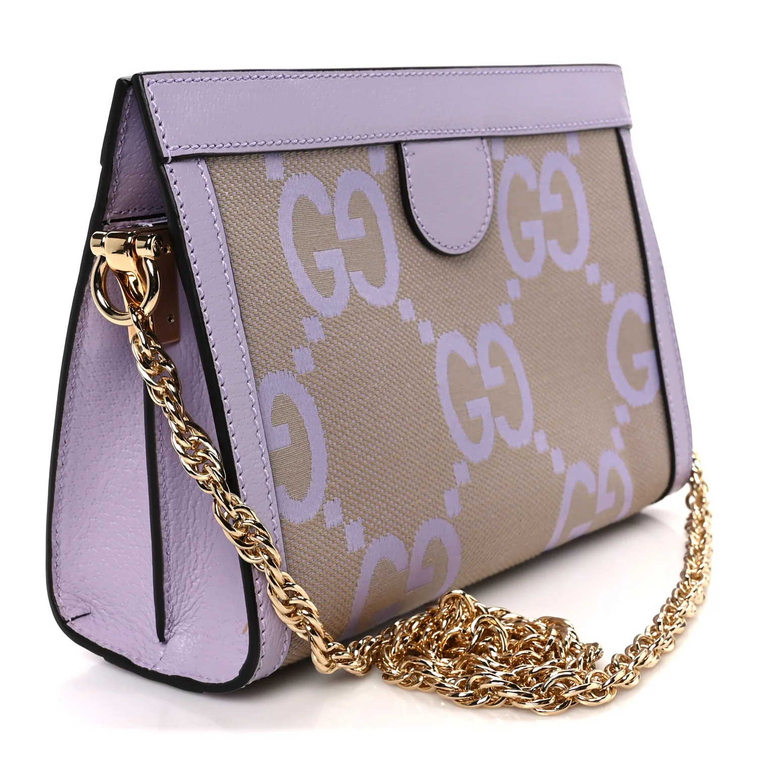 Monogram Jumbo GG Textured Dollar Calfskin Small Ophidia Chain Shoulder Bag Beige Lapis - Image 3