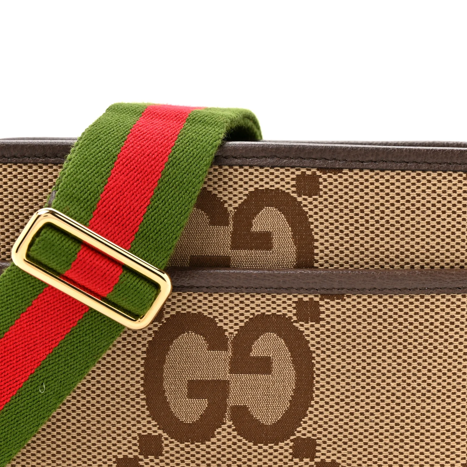 Monogram Jumbo GG Textured Dollar Calfskin Web Mini Crossbody Bag Camel Ebony New Acero - Image 8