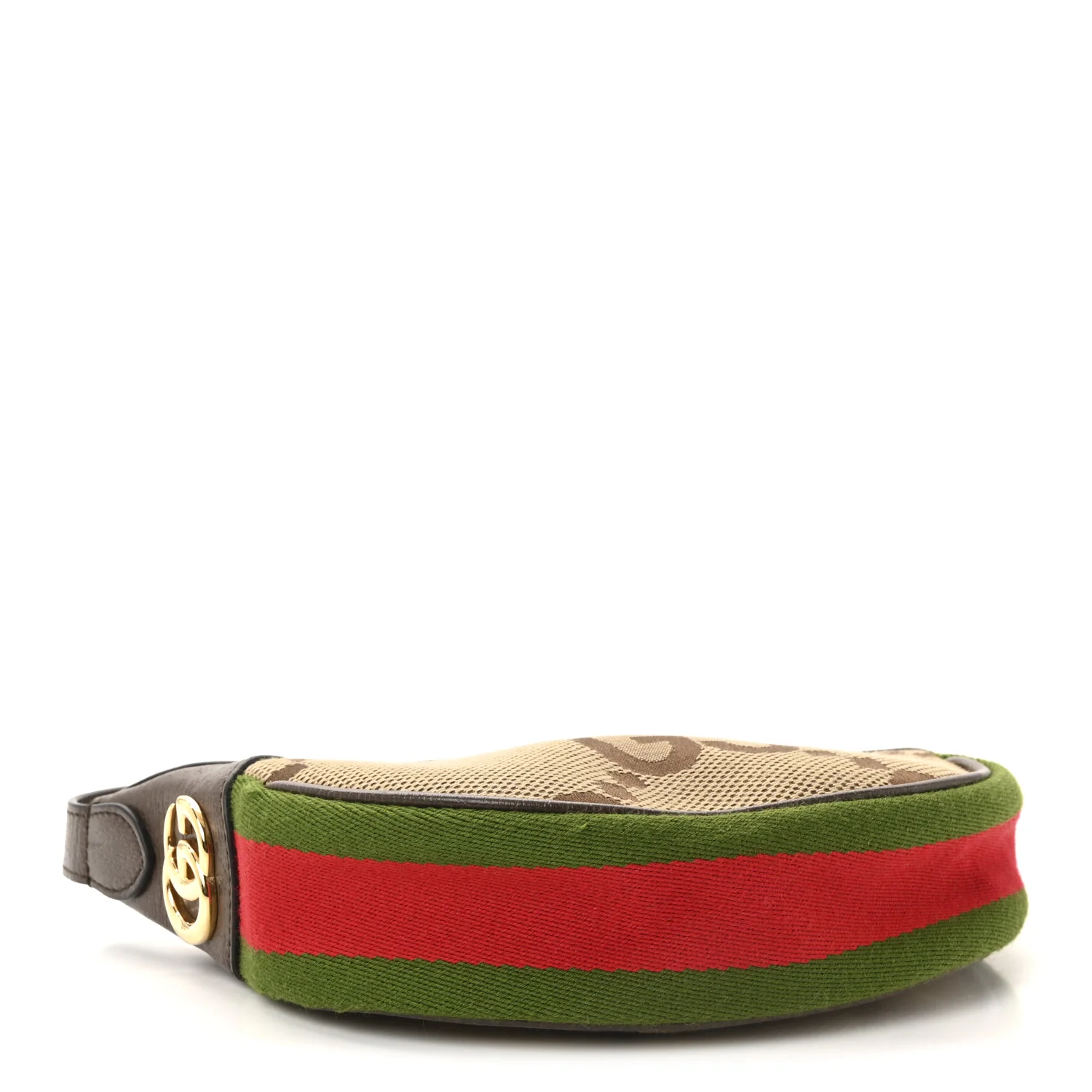 Monogram Jumbo GG Textured Dollar Calfskin Web Mini Ophidia Half Moon Hobo Camel Ebony New Acero - Image 4