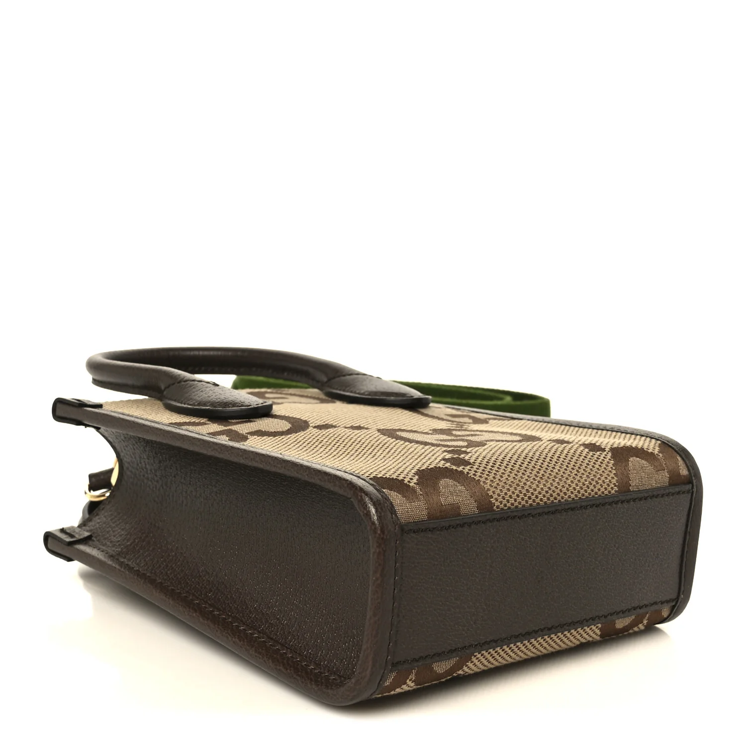 Monogram Jumbo GG Textured Dollar Calfskin Web Mini Vertical Tote Camel Ebony New Acero - Image 4