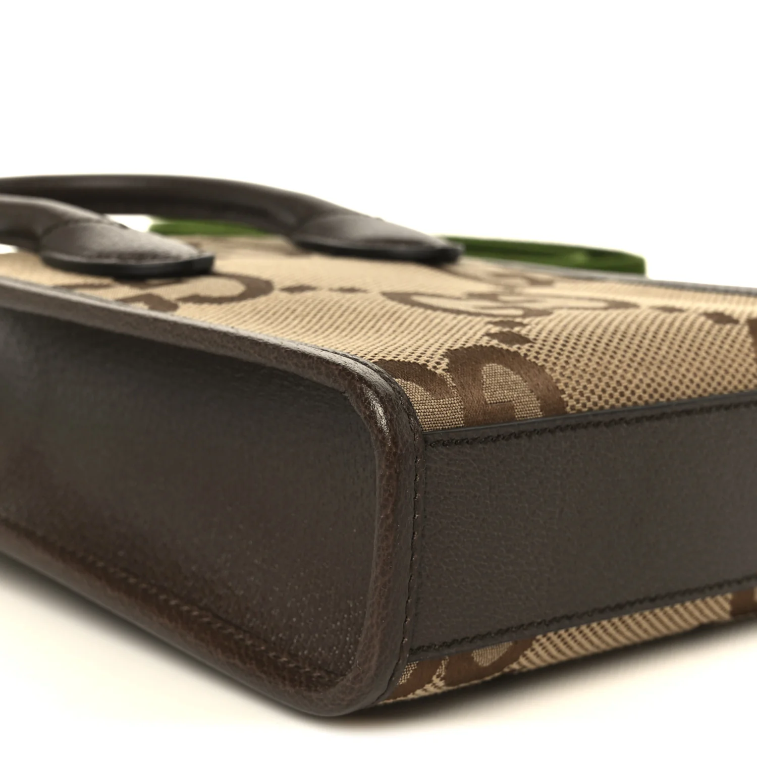 Monogram Jumbo GG Textured Dollar Calfskin Web Mini Vertical Tote Camel Ebony New Acero - Image 9