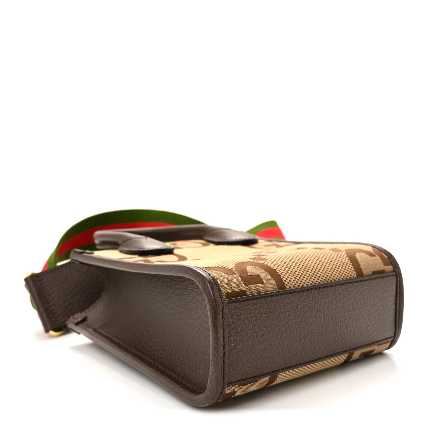 Monogram Jumbo GG Textured Dollar Calfskin Web Mini Vertical Tote Camel Ebony New Acero - Image 4
