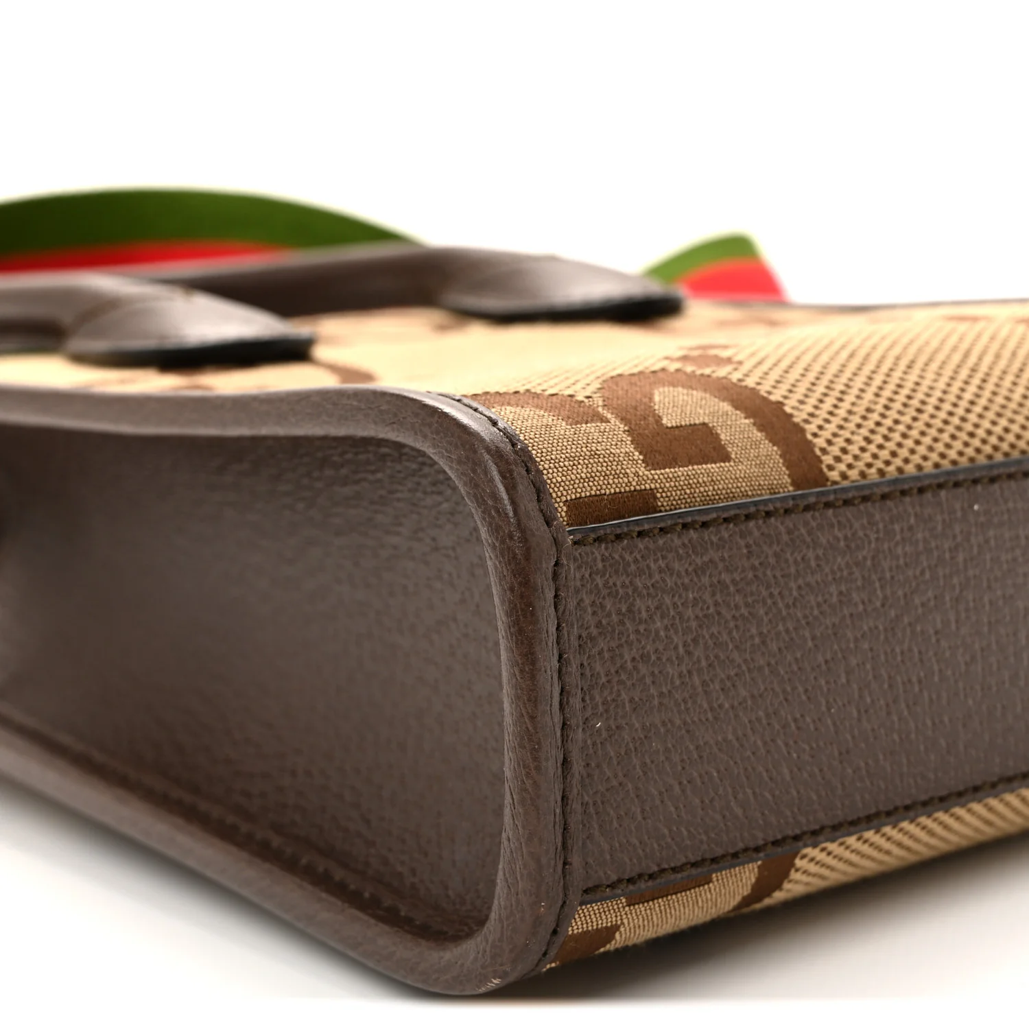 Monogram Jumbo GG Textured Dollar Calfskin Web Mini Vertical Tote Camel Ebony New Acero - Image 8
