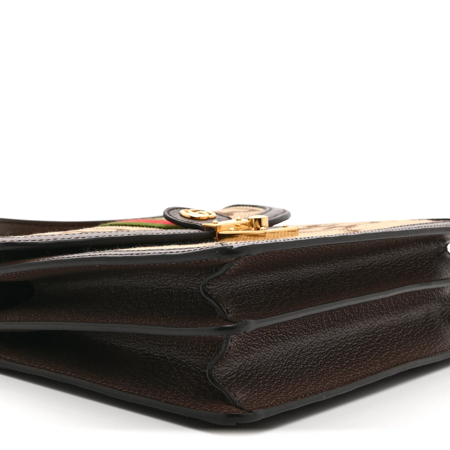 Monogram Jumbo GG Textured Dollar Calfskin Web Small Ophidia Padlock Top Handle Bag Camel Ebony New Acero - Image 10