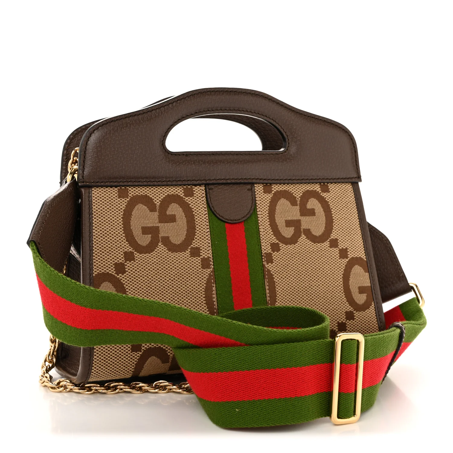 Monogram Jumbo GG Textured Dollar Calfskin Web Small Ophidia Slip Handle Tote Beige Ebony New Acero - Image 3