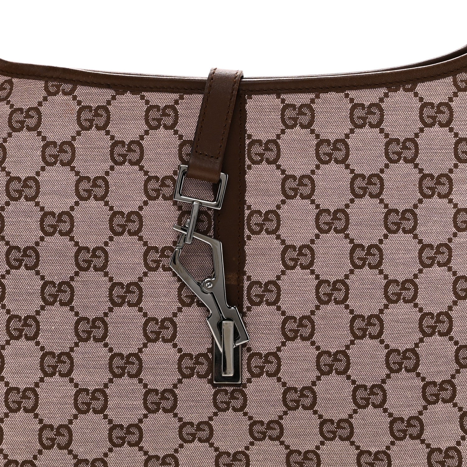Monogram Lobster Clasp Jackie O Hobo Brown - Image 8