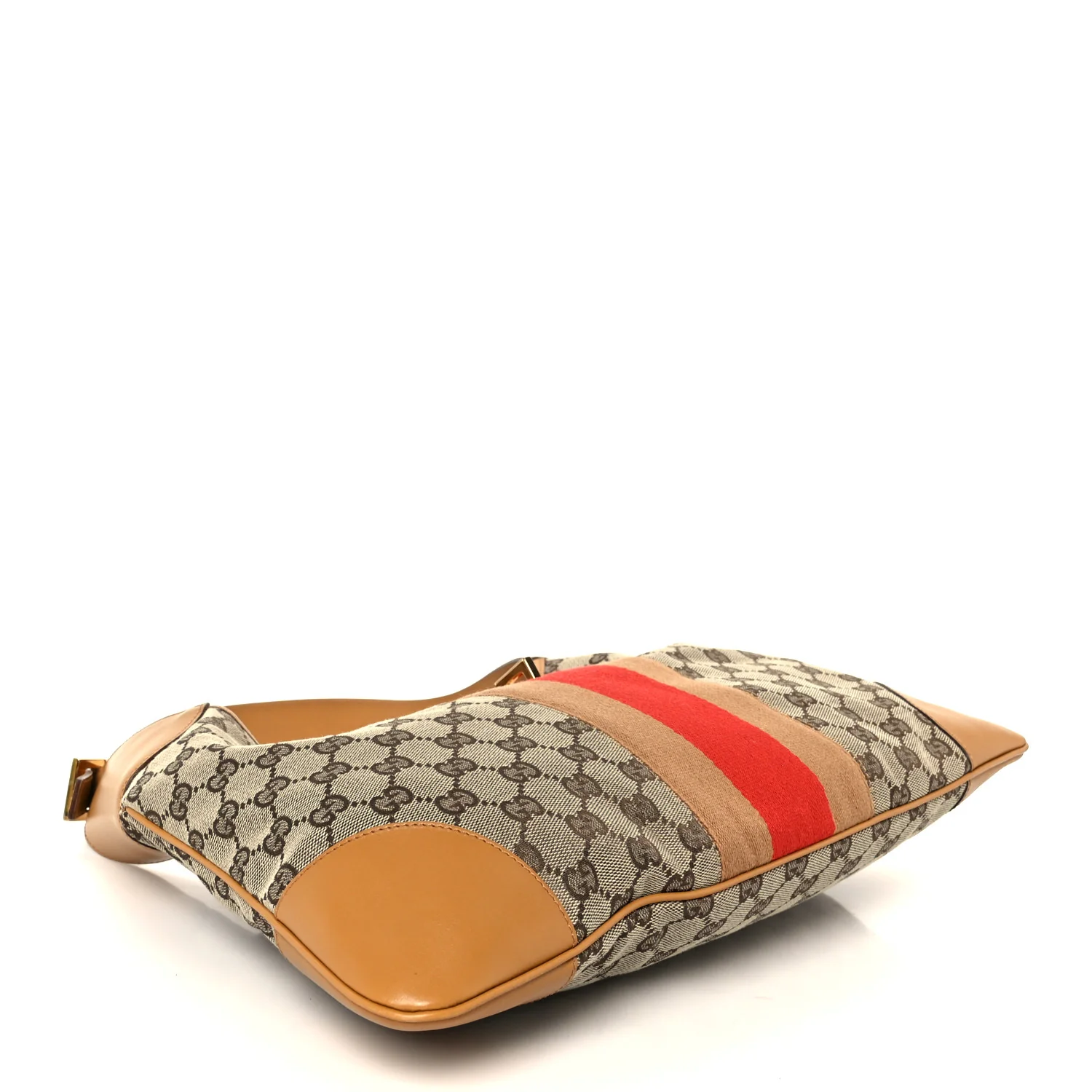 Monogram Lobster Clasp Jackie O Hobo Red Beige - Image 4