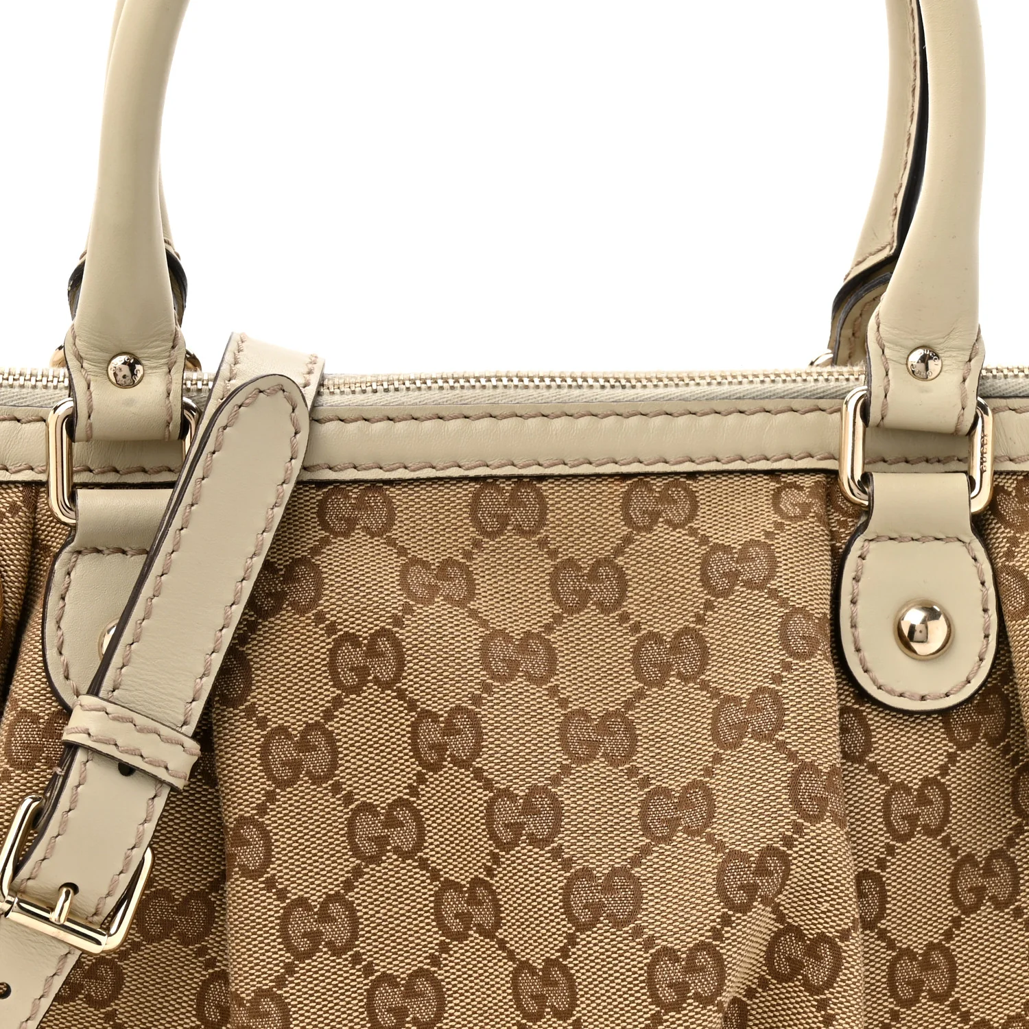 Monogram Margaux Calfskin Medium Sukey Top Handle Bag Beige Ebony Mystic White - Image 8
