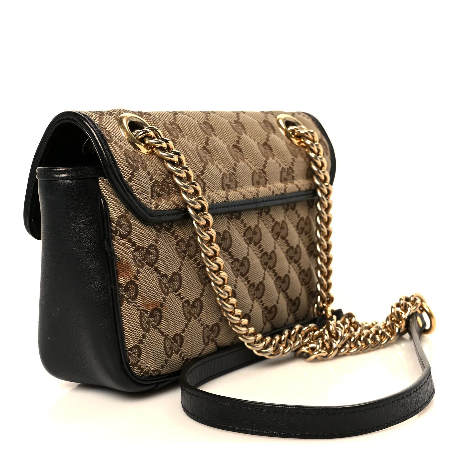 Monogram Matelasse Diagonal Mini GG Marmont Shoulder Bag Beige Black - Image 3