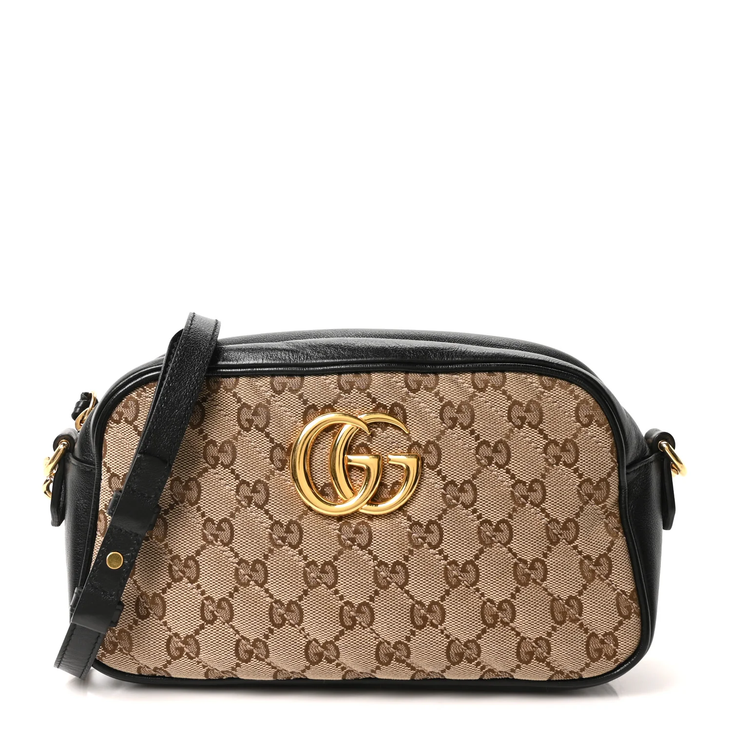 Monogram Matelasse Diagonal Small GG Marmont Chain Shoulder Bag Beige Black