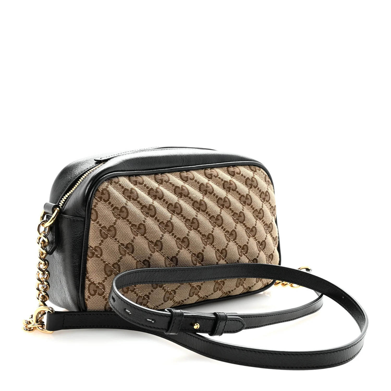 Monogram Matelasse Diagonal Small GG Marmont Chain Shoulder Bag Beige Black - Image 3