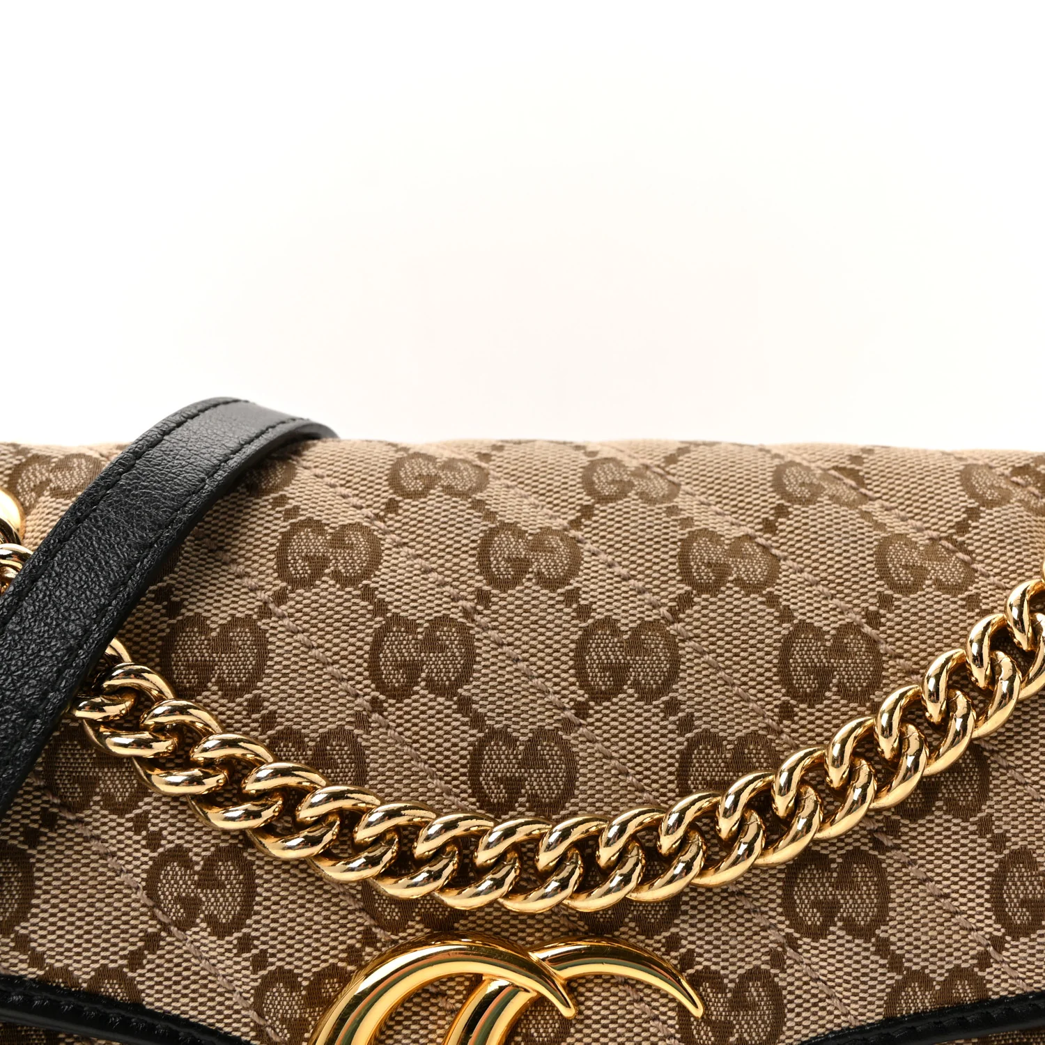 Monogram Matelasse Diagonal Small GG Marmont Shoulder Bag Beige Black - Image 8