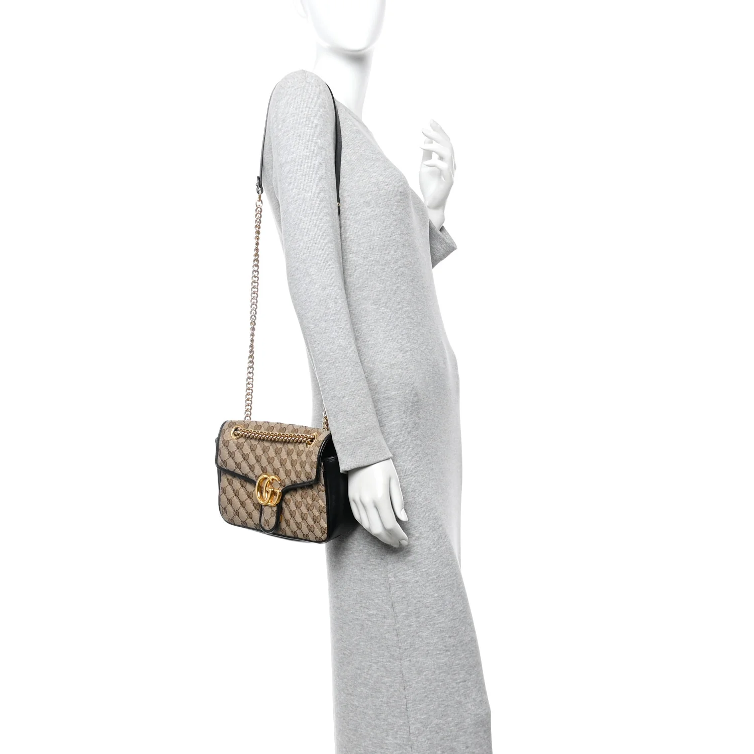 Monogram Matelasse Diagonal Small GG Marmont Shoulder Bag Beige Black - Image 2