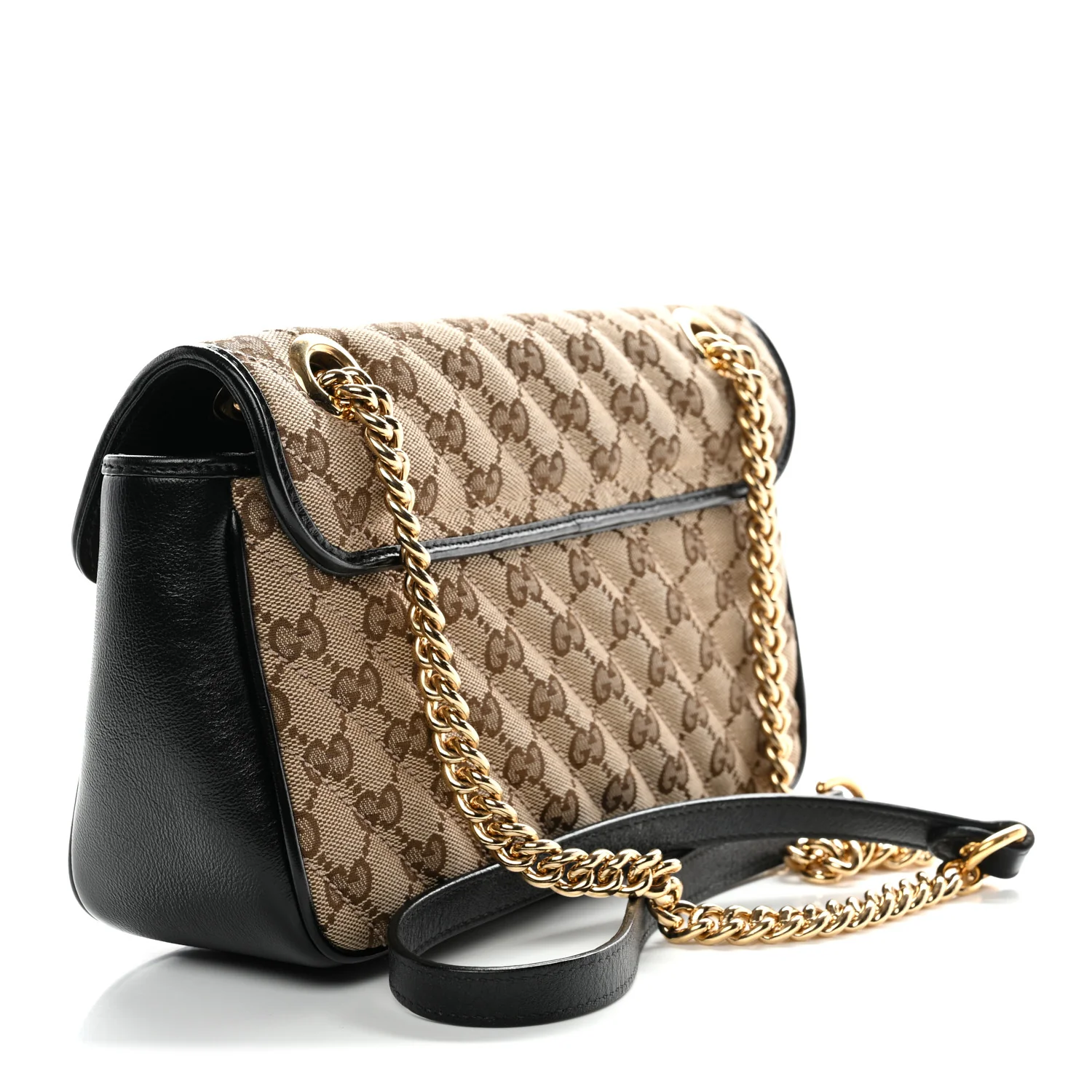 Monogram Matelasse Diagonal Small GG Marmont Shoulder Bag Beige Black - Image 3