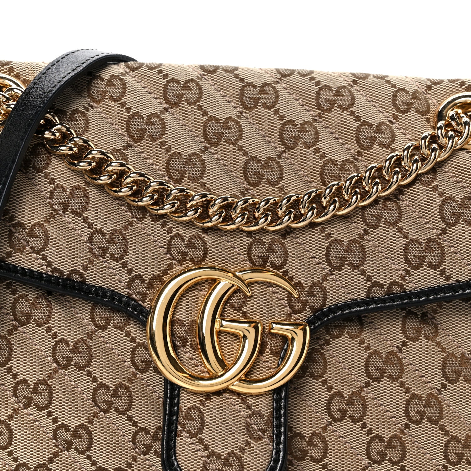 Monogram Matelasse Diagonal Small GG Marmont Shoulder Bag Beige Black - Image 9