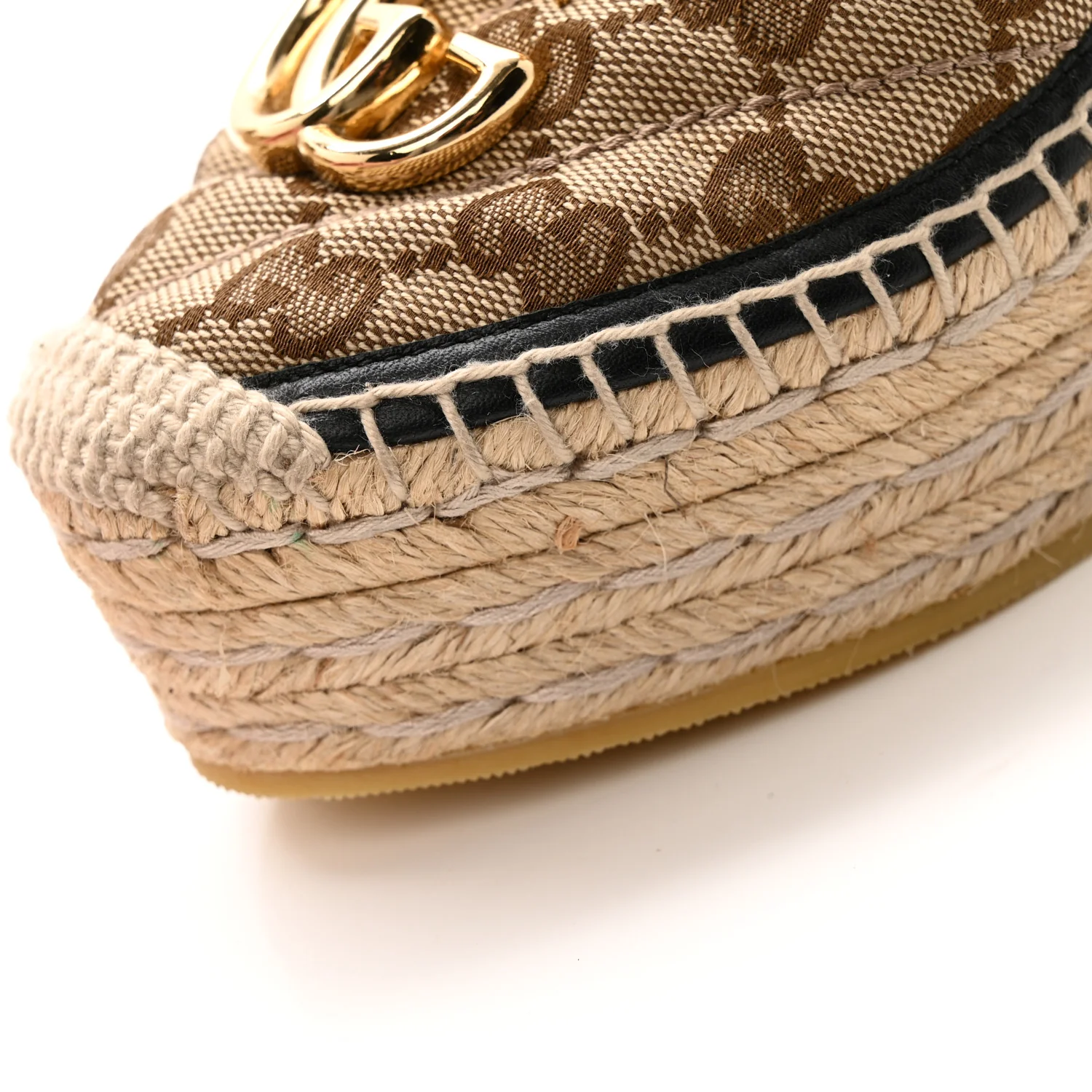 Monogram Matelasse GG Marmont Ankle Wrap Platform 35/120mm Espadrille Wedges 37 Beige Ebony Black Sand Storm - Image 13