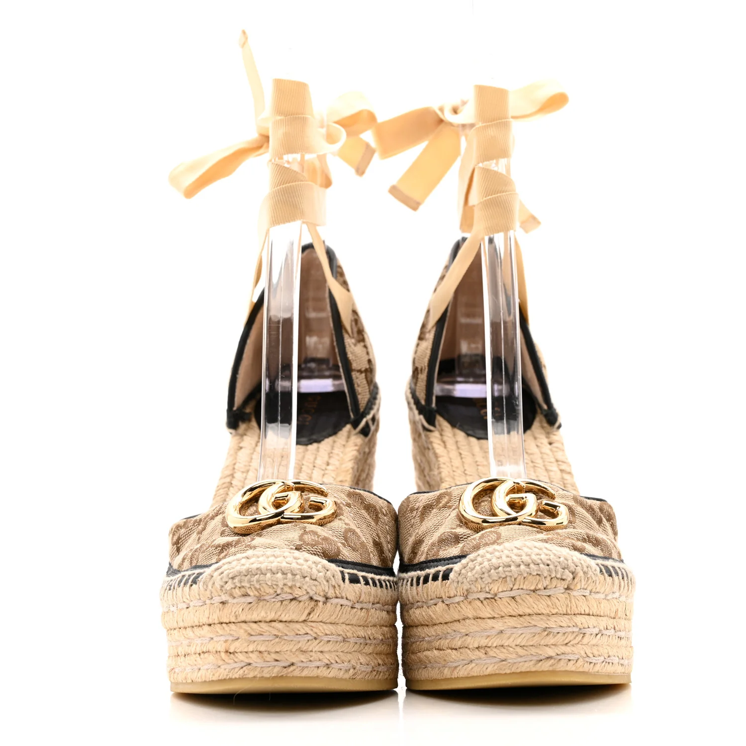 Monogram Matelasse GG Marmont Ankle Wrap Platform 35/120mm Espadrille Wedges 37 Beige Ebony Black Sand Storm - Image 3