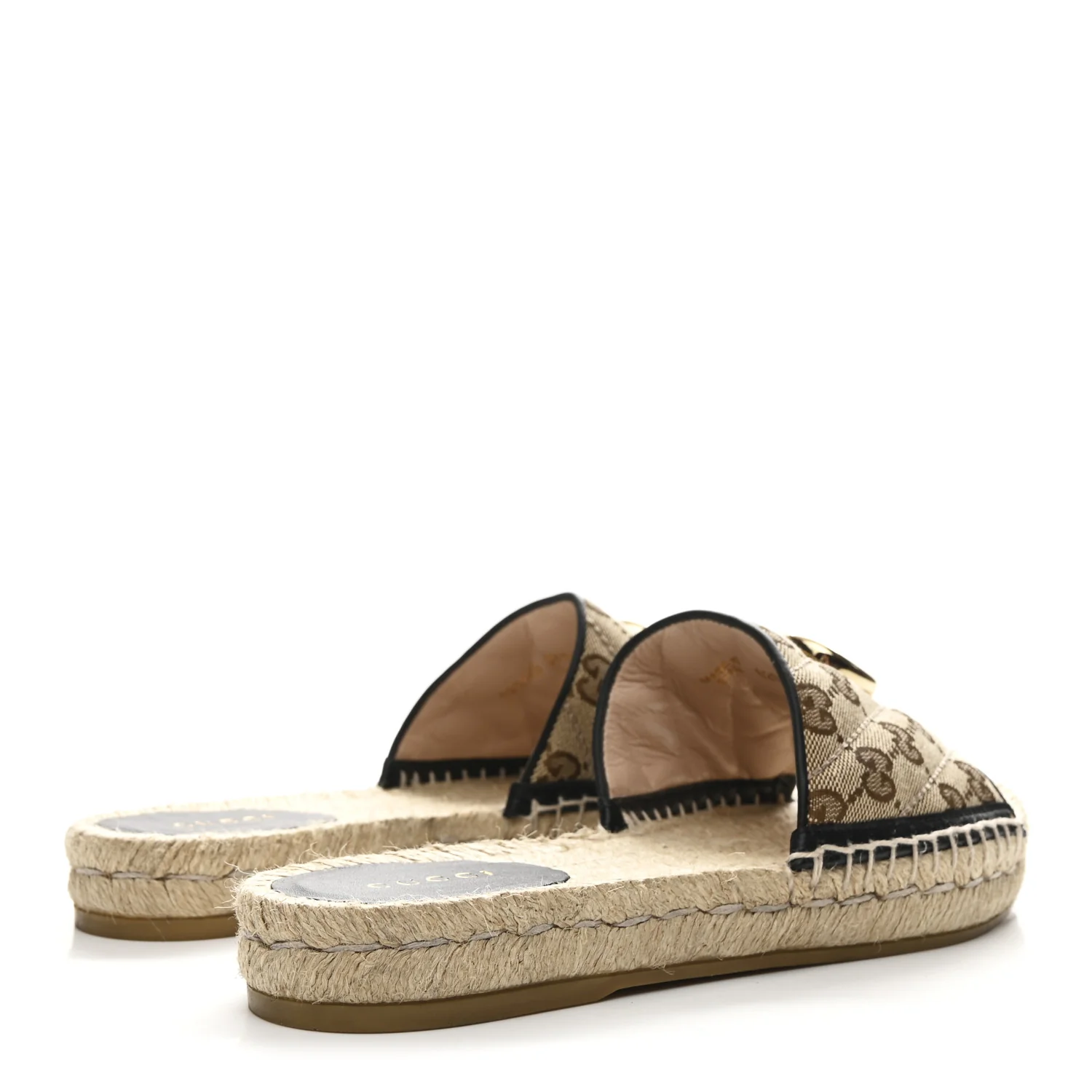 Monogram Matelasse GG Marmont Espadrille 20mm Slide Sandals 37.5 Beige Ebony Black - Image 5