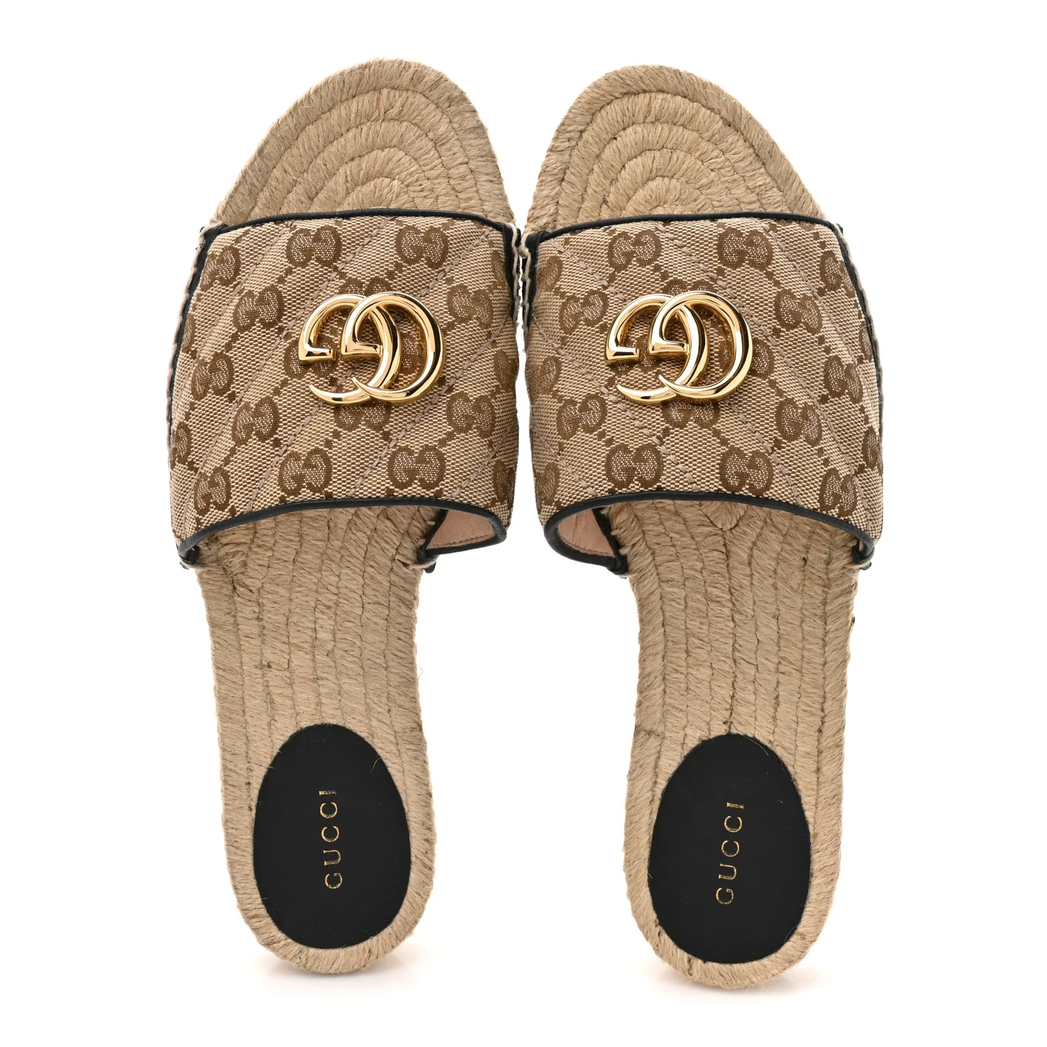 Monogram Matelasse GG Marmont Espadrille 20mm Slide Sandals 40 Beige Ebony Black - Image 2
