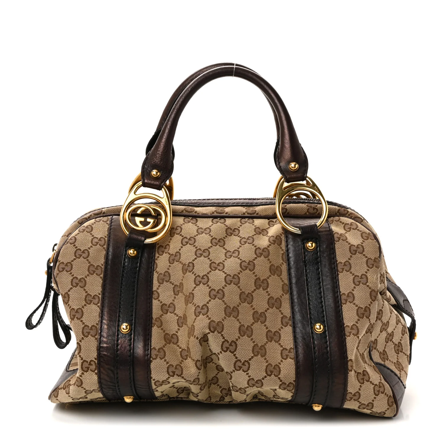 Monogram Medium Interlocking Icon Tote Dark Brown