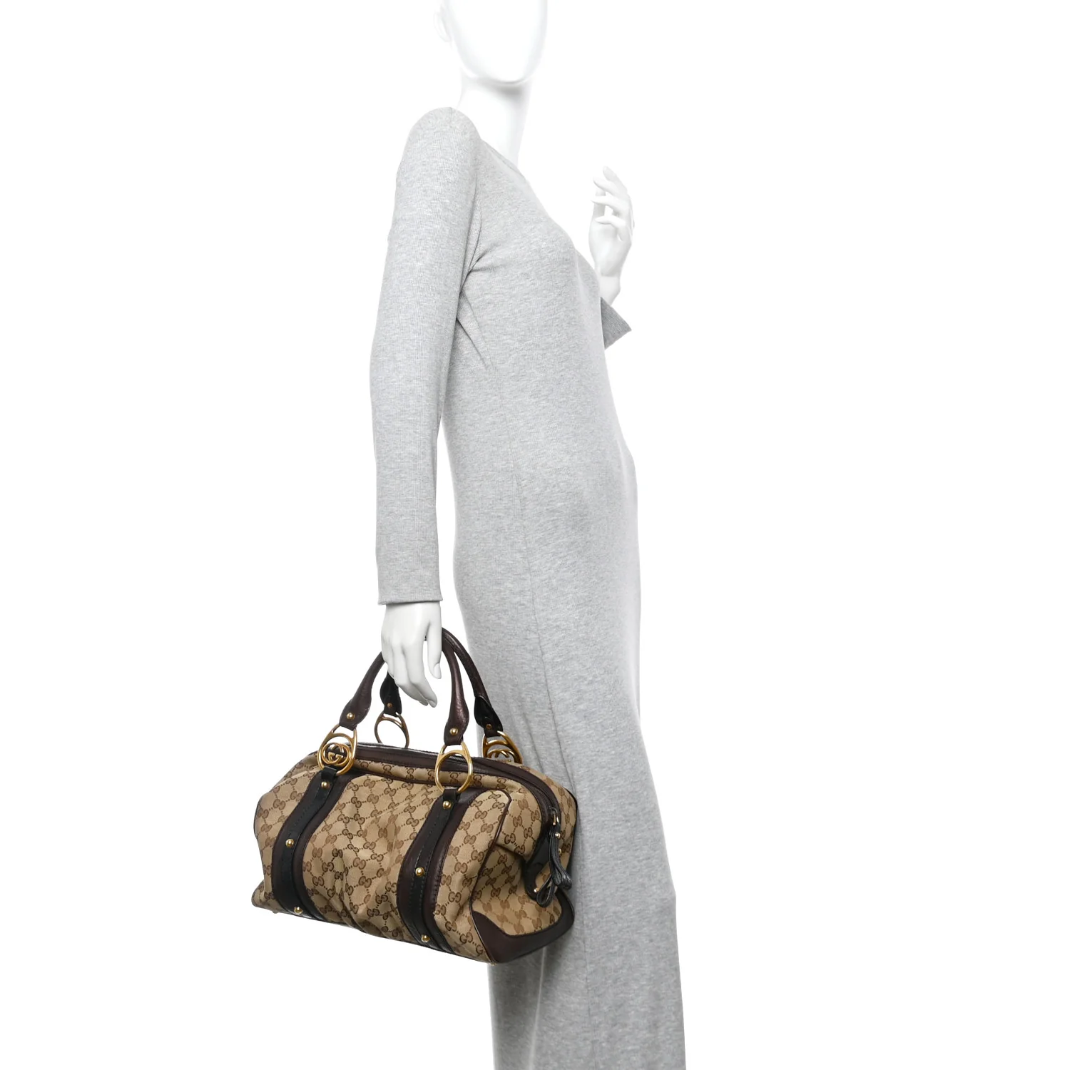 Monogram Medium Interlocking Icon Tote Dark Brown - Image 2
