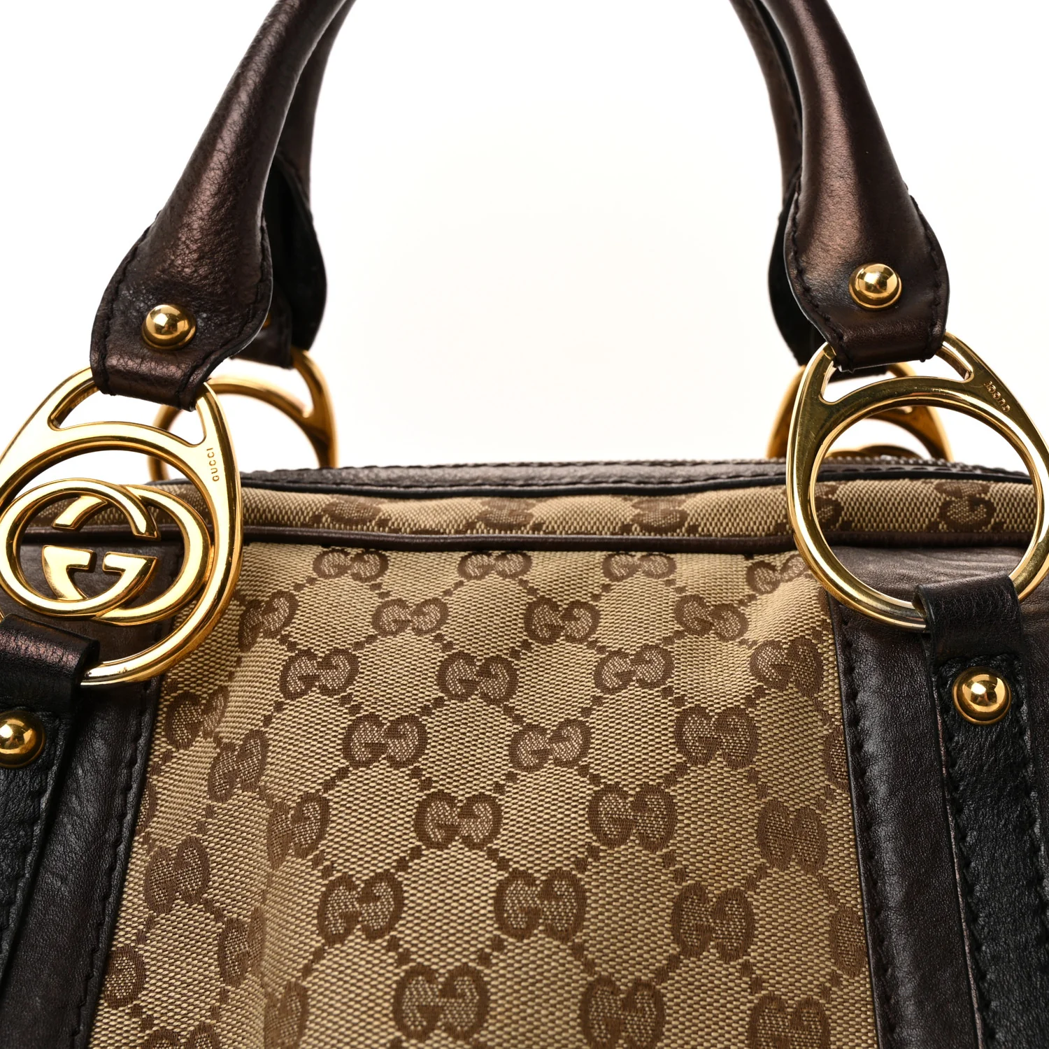 Monogram Medium Interlocking Icon Tote Dark Brown - Image 8
