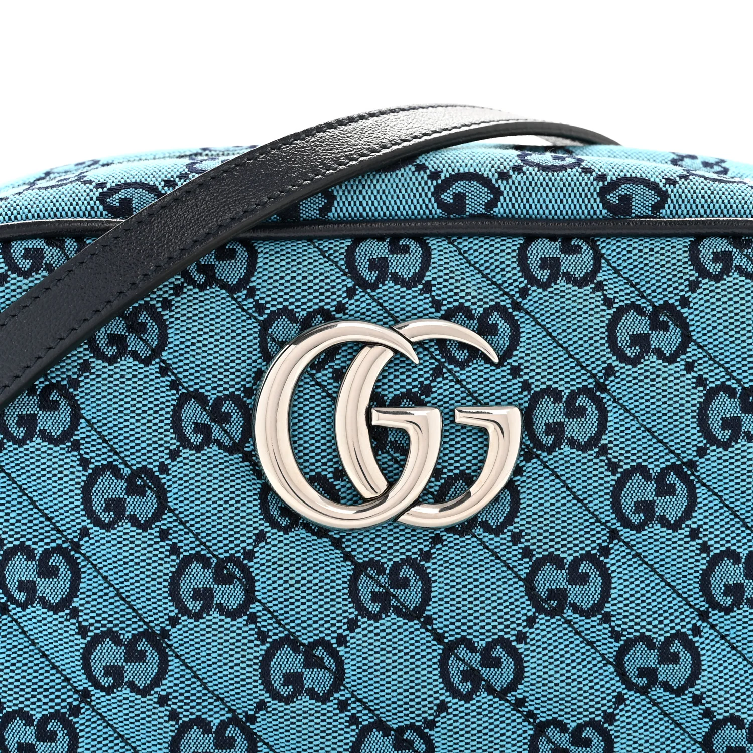 Monogram Multicolor Matelasse Diagonal Small GG Marmont Chain Shoulder Bag Light Blue - Image 21