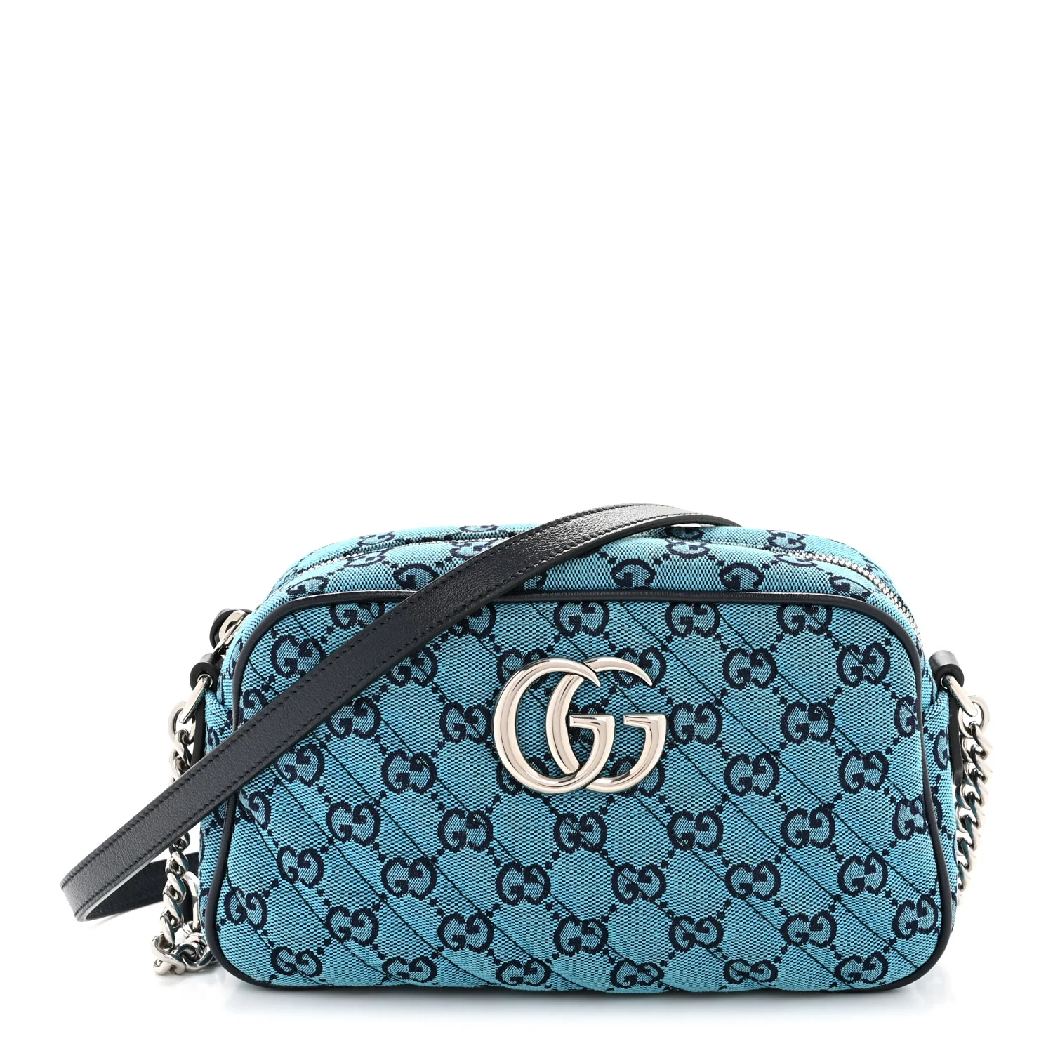 Monogram Multicolor Matelasse Diagonal Small GG Marmont Chain Shoulder Bag Light Blue - Image 3