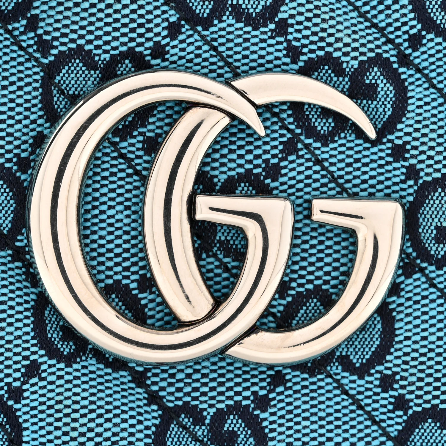 Monogram Multicolor Matelasse Diagonal Small GG Marmont Chain Shoulder Bag Light Blue - Image 30