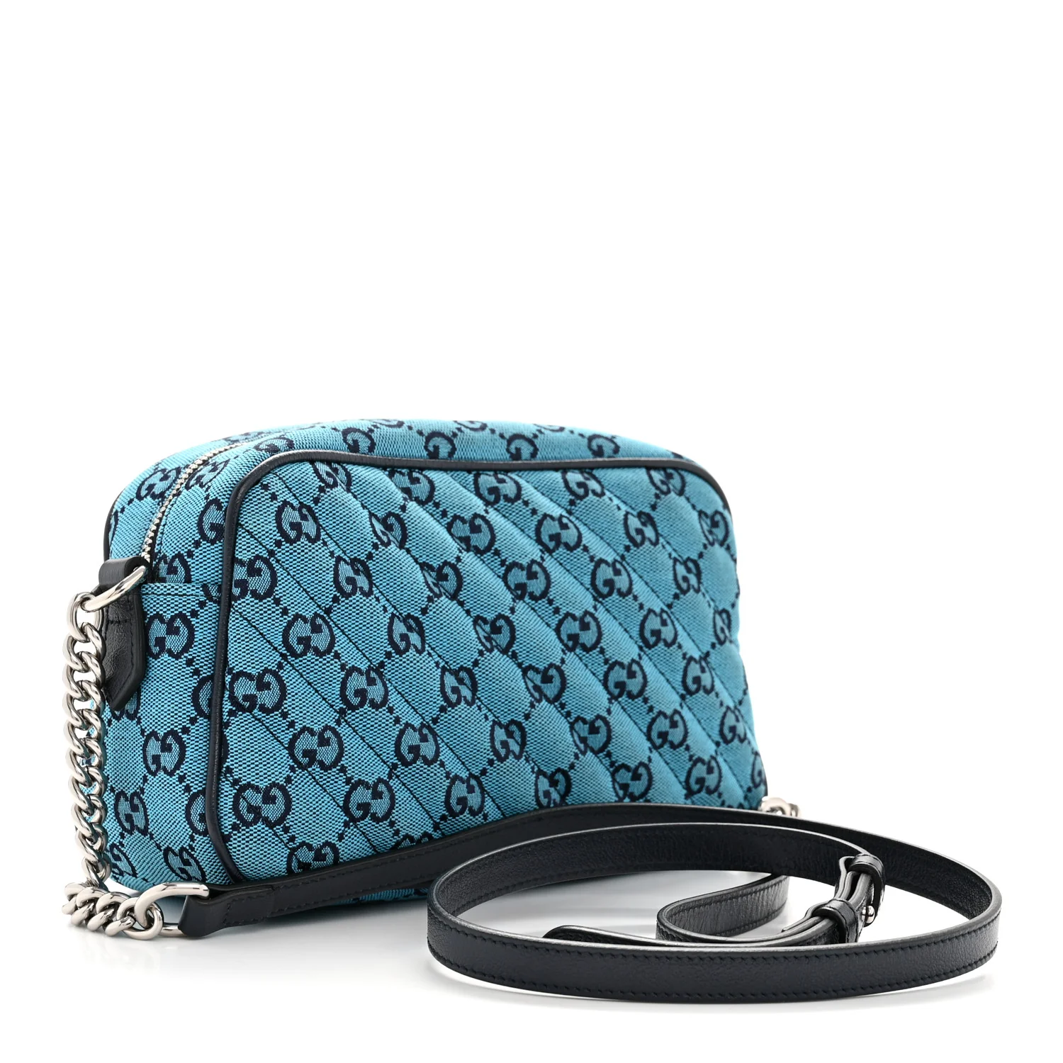 Monogram Multicolor Matelasse Diagonal Small GG Marmont Chain Shoulder Bag Light Blue - Image 6