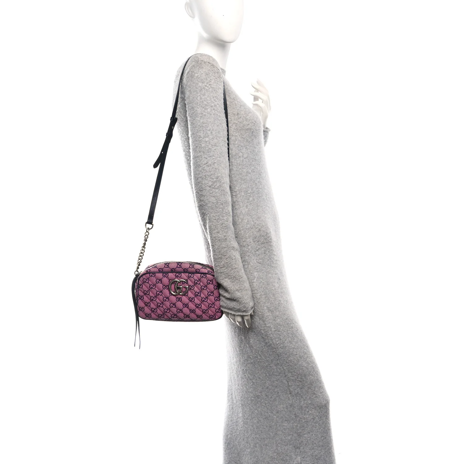 Monogram Multicolor Matelasse Diagonal Small GG Marmont Chain Shoulder Bag Pink Blue - Image 2