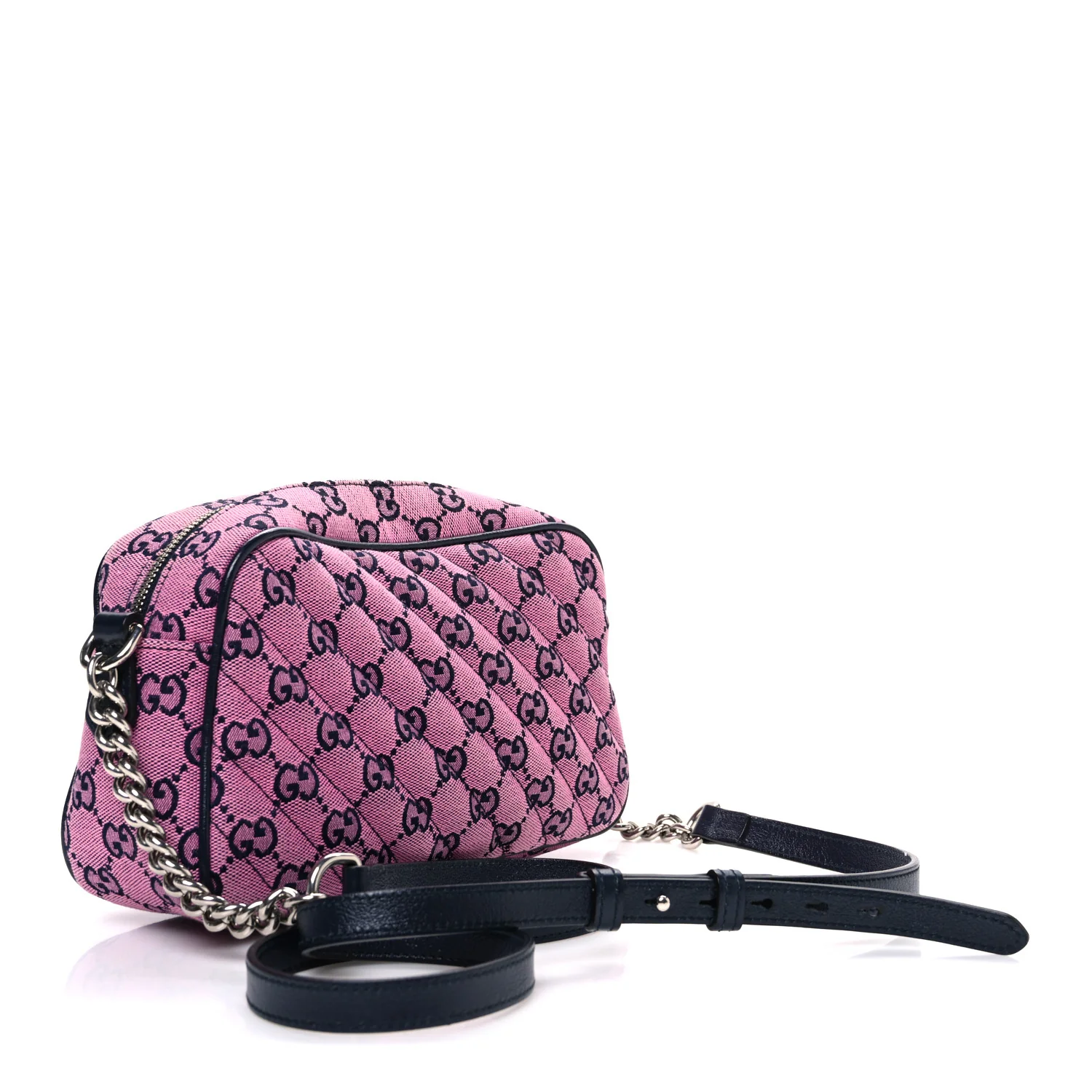 Monogram Multicolor Matelasse Diagonal Small GG Marmont Chain Shoulder Bag Pink Blue - Image 3