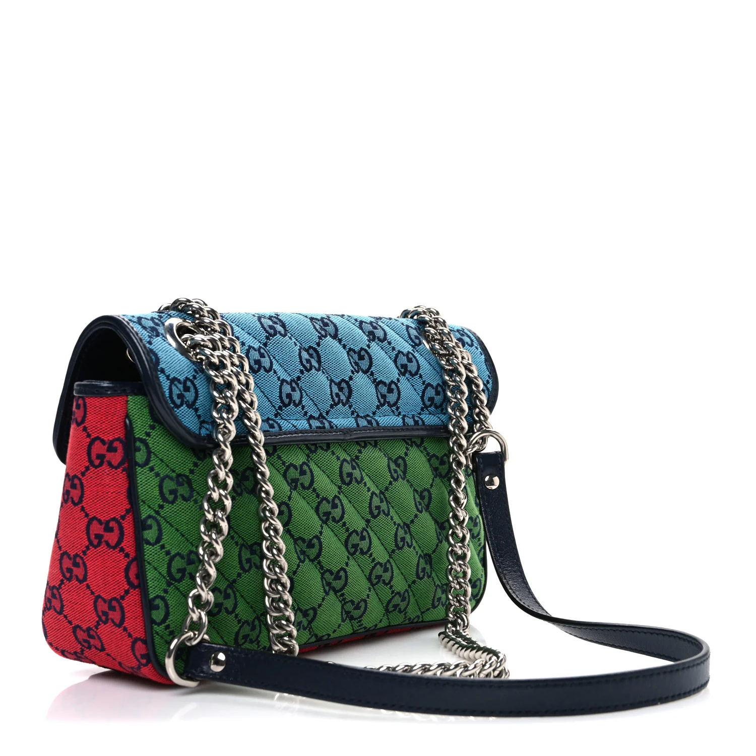 Monogram Multicolor Matelasse Diagonal Small GG Marmont Shoulder Bag Light Blue Pink Blue Green Red - Image 3