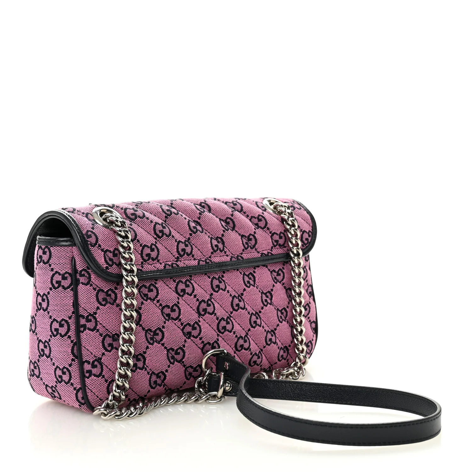 Monogram Multicolor Matelasse Diagonal Small GG Marmont Shoulder Bag Pink Blue - Image 3