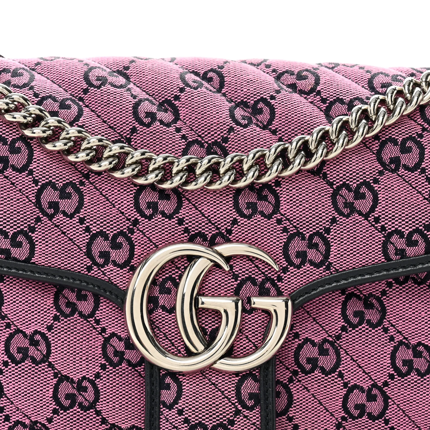 Monogram Multicolor Matelasse Diagonal Small GG Marmont Shoulder Bag Pink Blue - Image 8