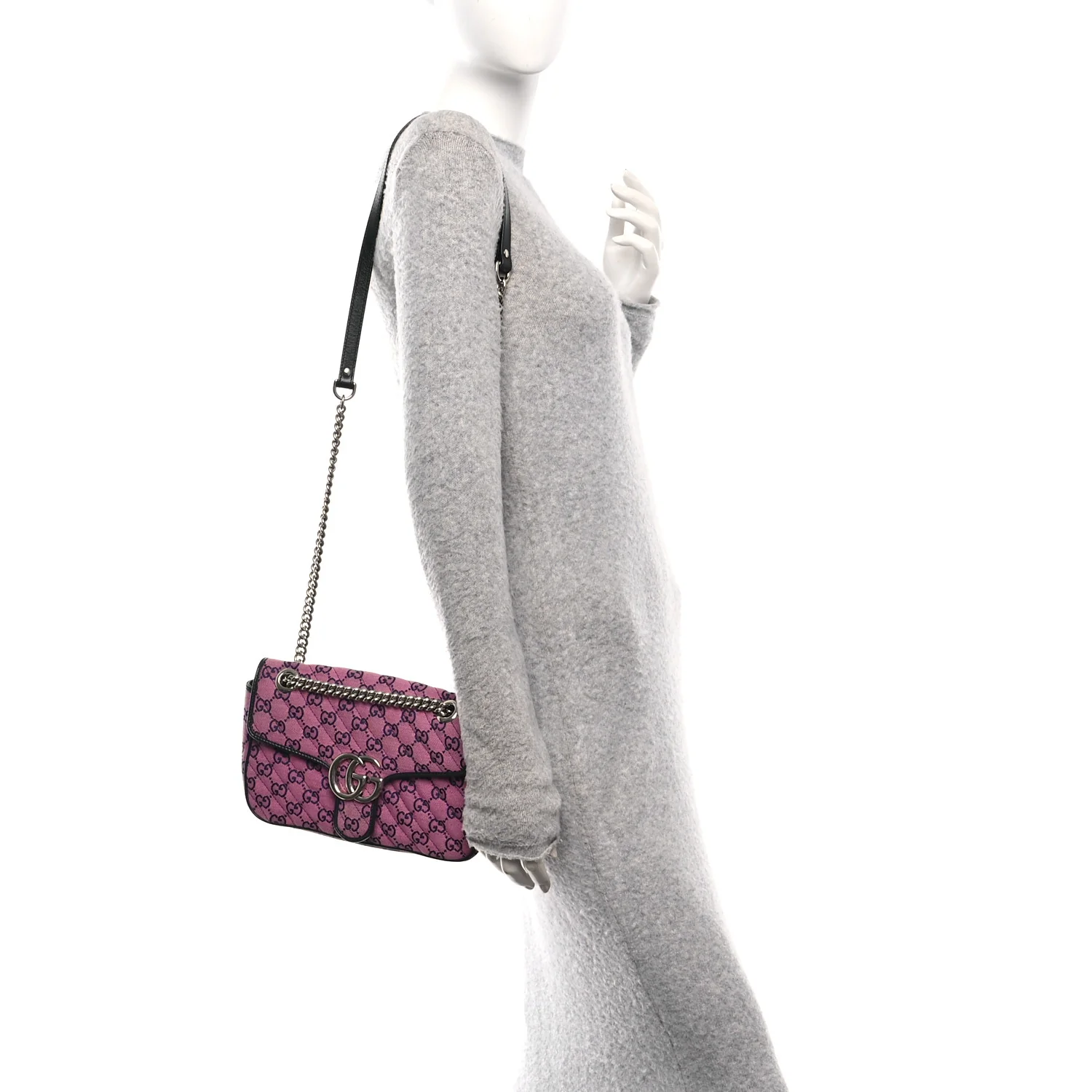 Monogram Multicolor Matelasse Diagonal Small GG Marmont Shoulder Bag Pink Blue - Image 2