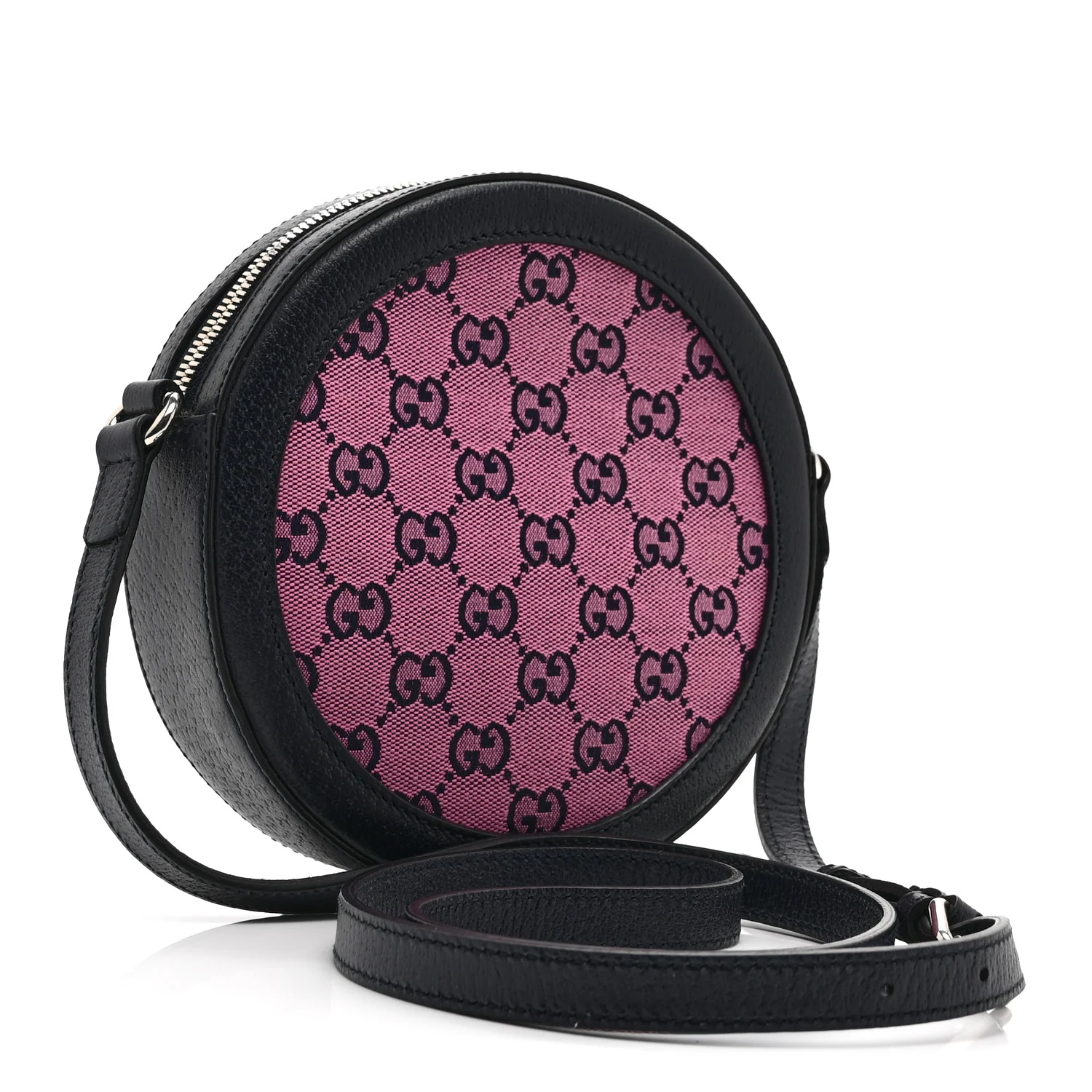 Monogram Multicolor Textured Calfskin Retro Interlocking G Round Shoulder Bag Pink Blue - Image 3