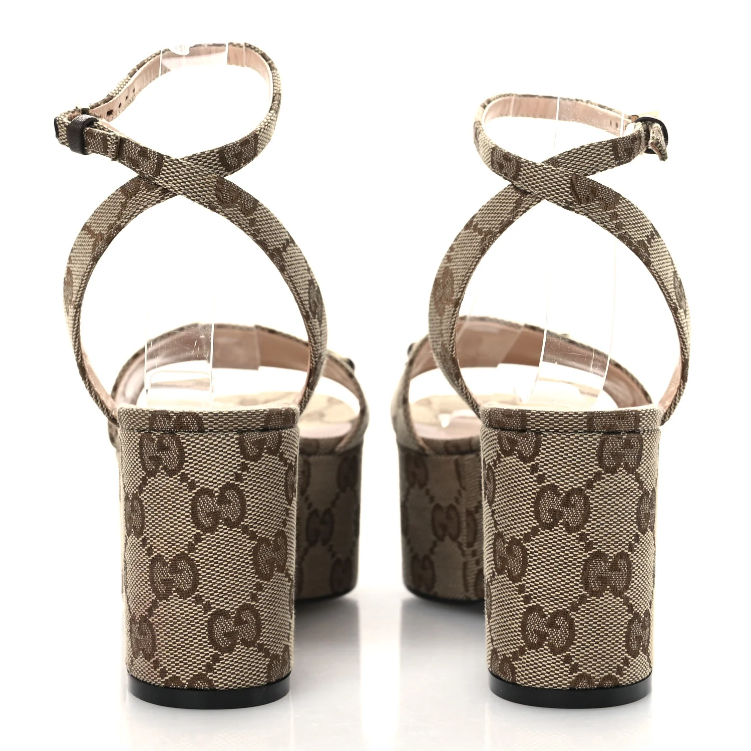 Monogram Nappa Chalotte Horsebit Ankle Strap 75mm Flatform Sandals 35.5 Beige Ebony - Image 6