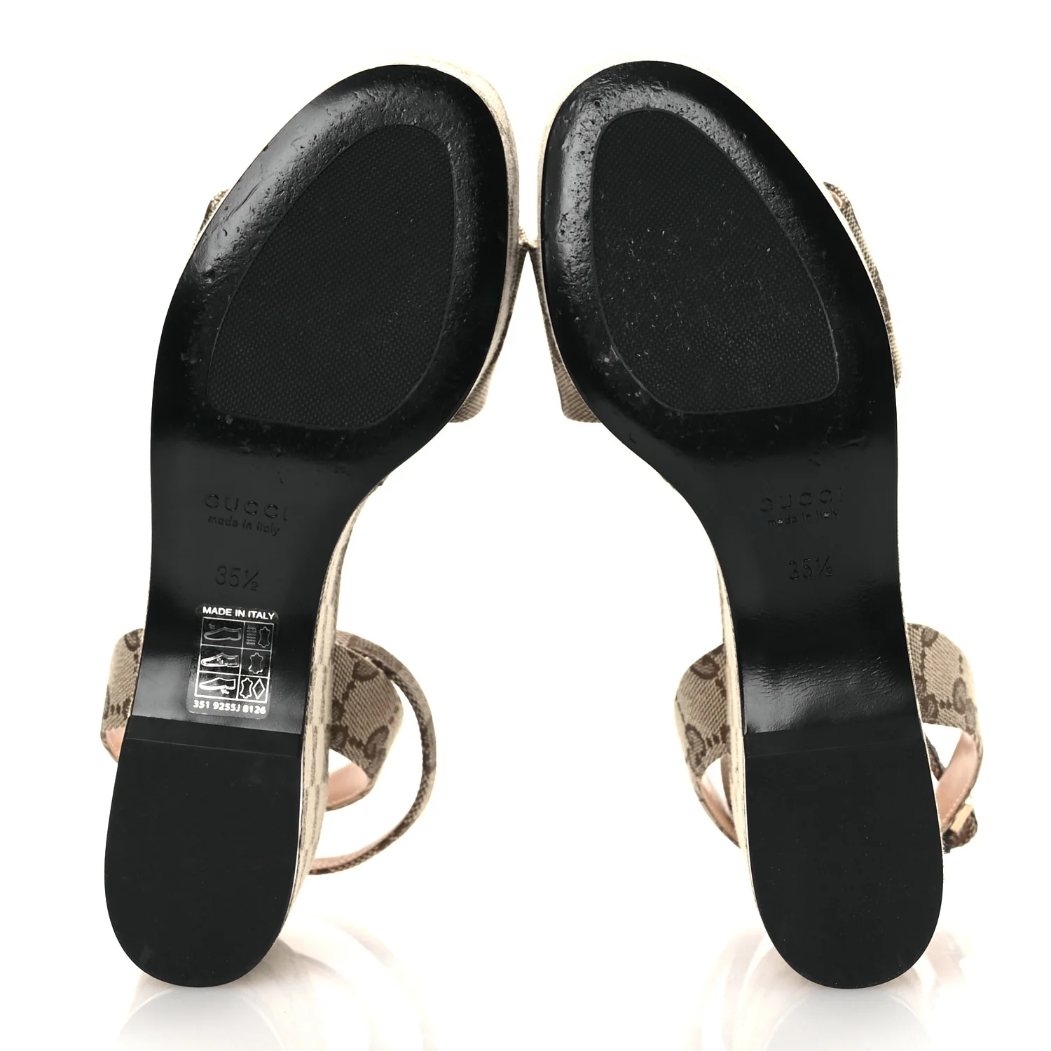Monogram Nappa Chalotte Horsebit Ankle Strap 75mm Flatform Sandals 35.5 Beige Ebony - Image 7