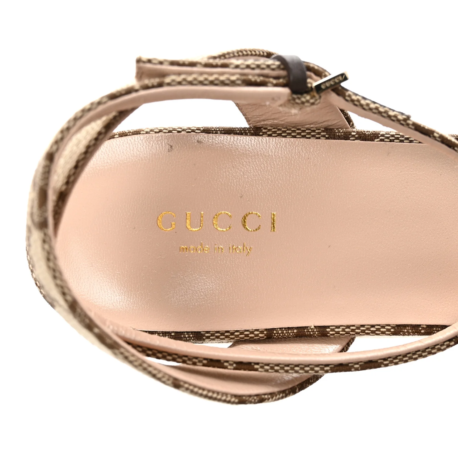 Monogram Nappa Chalotte Horsebit Ankle Strap 75mm Flatform Sandals 40 Beige Ebony - Image 8