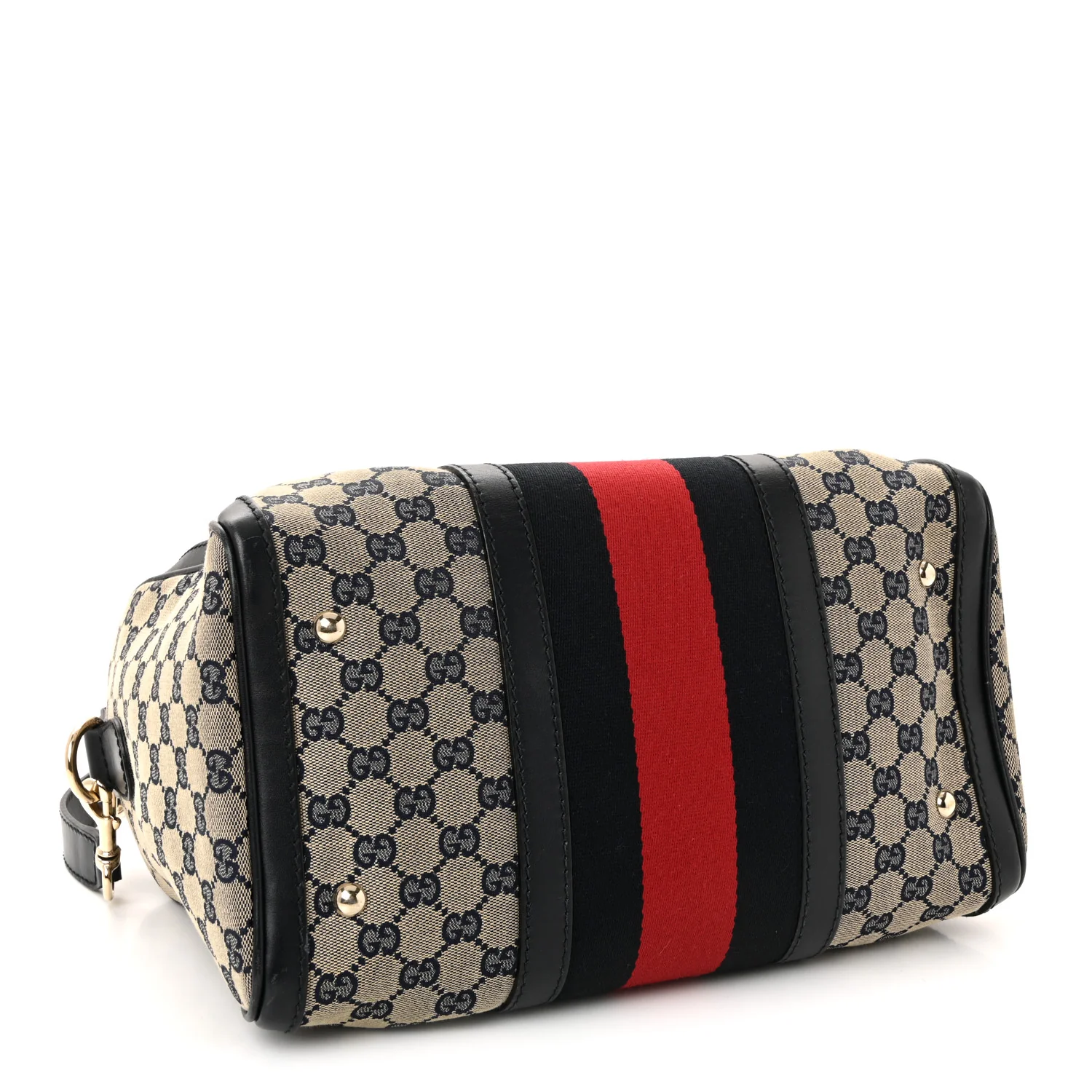 Monogram Selleria Calfskin Vintage Web Medium Boston Beige Blue - Image 4
