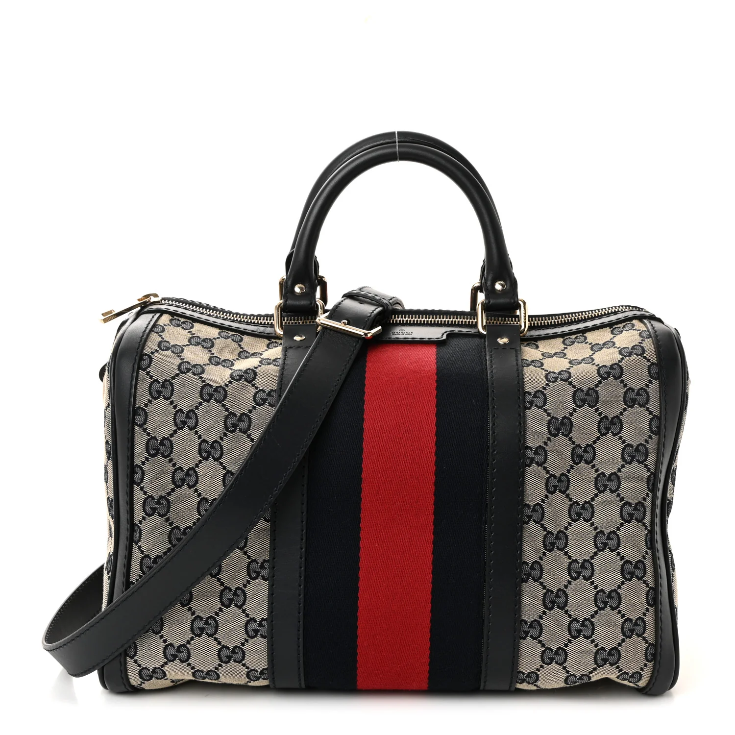 Monogram Selleria Calfskin Vintage Web Medium Boston Beige Blue