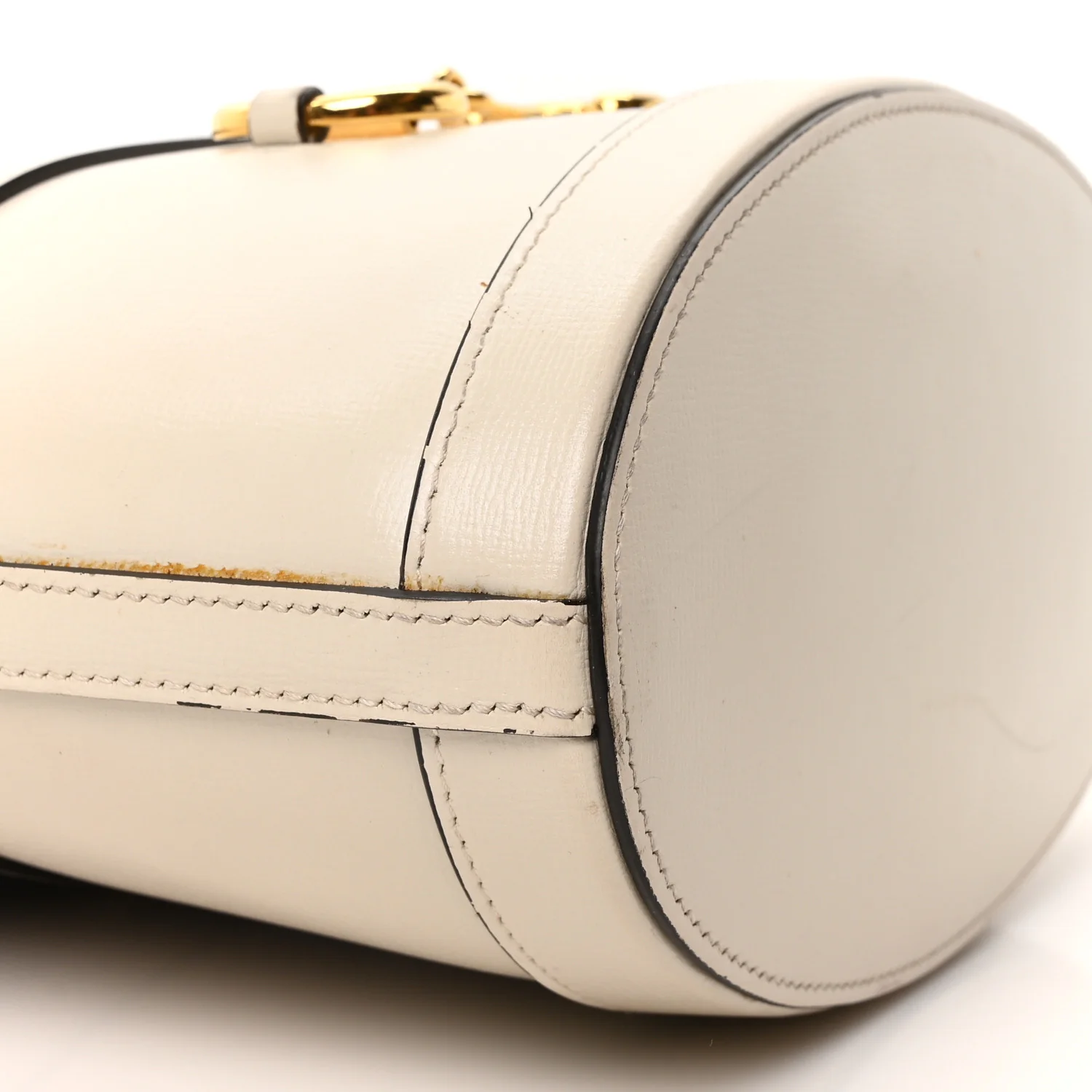 Monogram Textured Calfskin Horsebit 1955 Drawstring Bucket Bag Beige Mystic White - Image 9