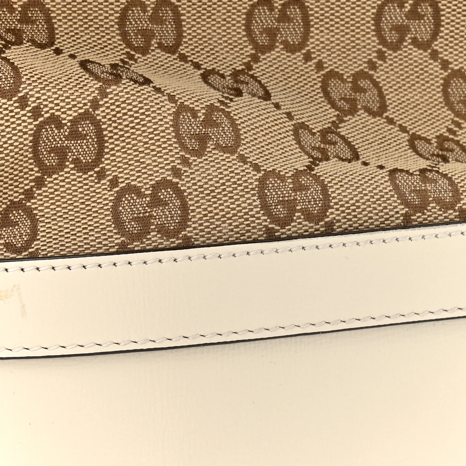 Monogram Textured Calfskin Horsebit 1955 Drawstring Bucket Bag Beige Mystic White - Image 12