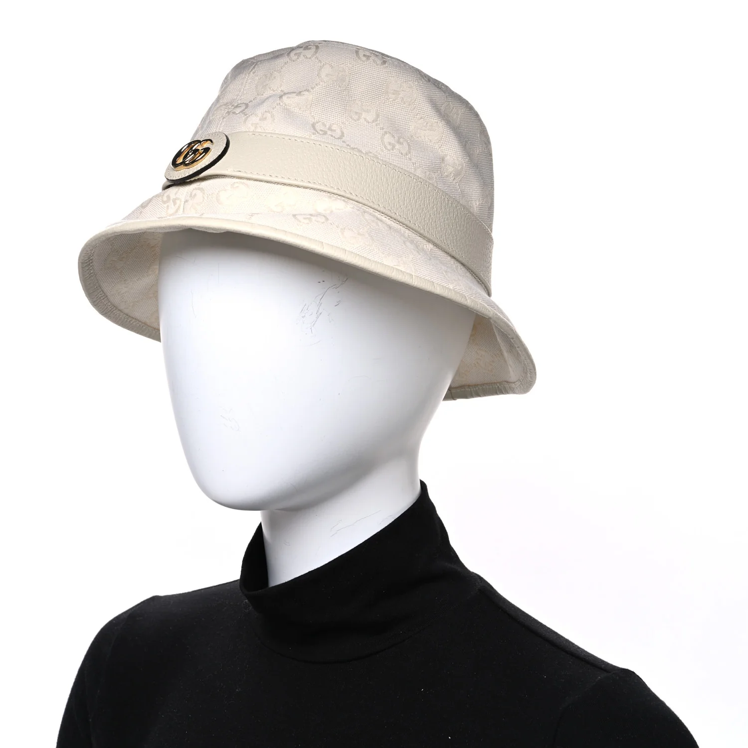 Monogram Textured Dollar Calfskin GG Jago Bucket Hat S Ivory - Image 2