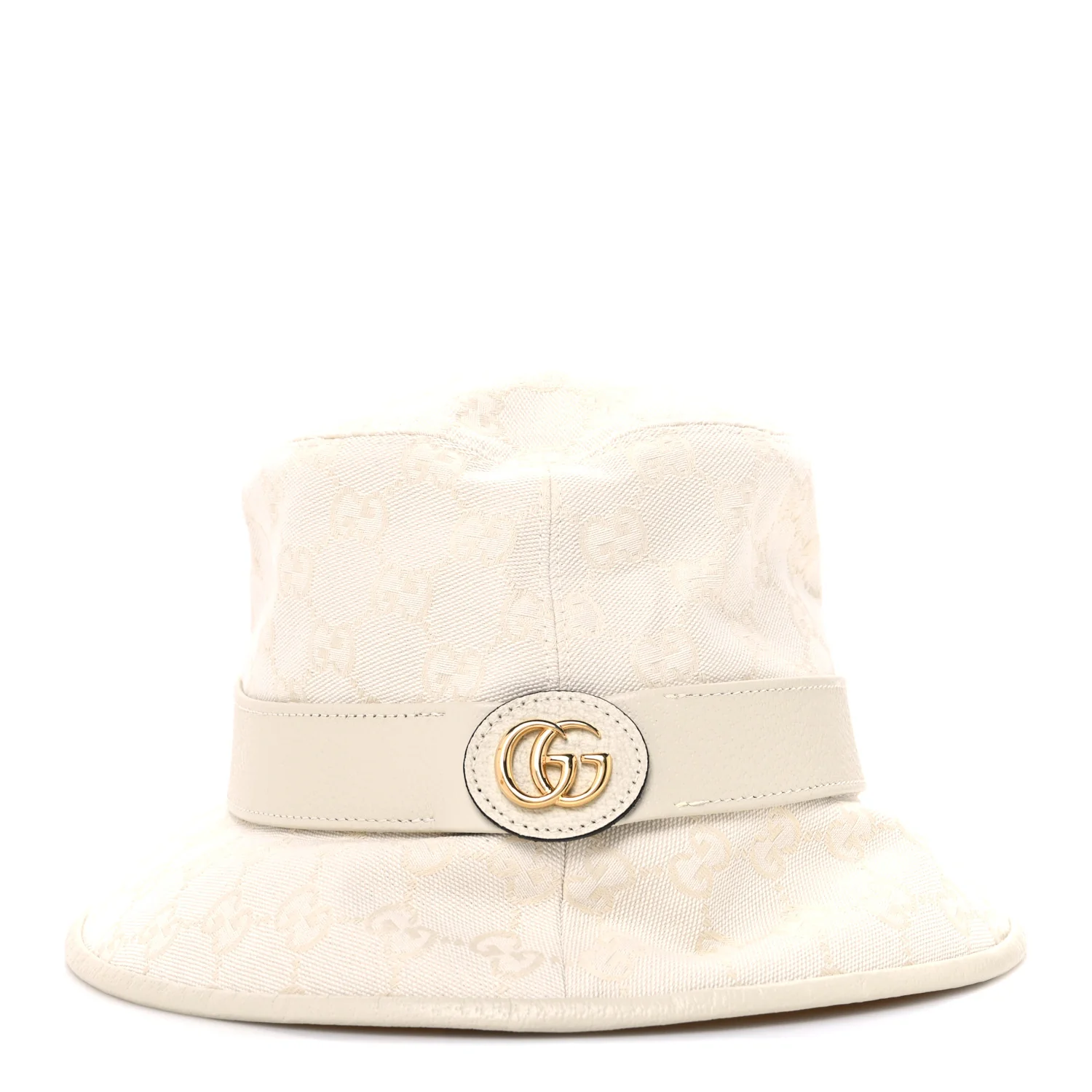 Monogram Textured Dollar Calfskin GG Jago Bucket Hat S Ivory - Image 3
