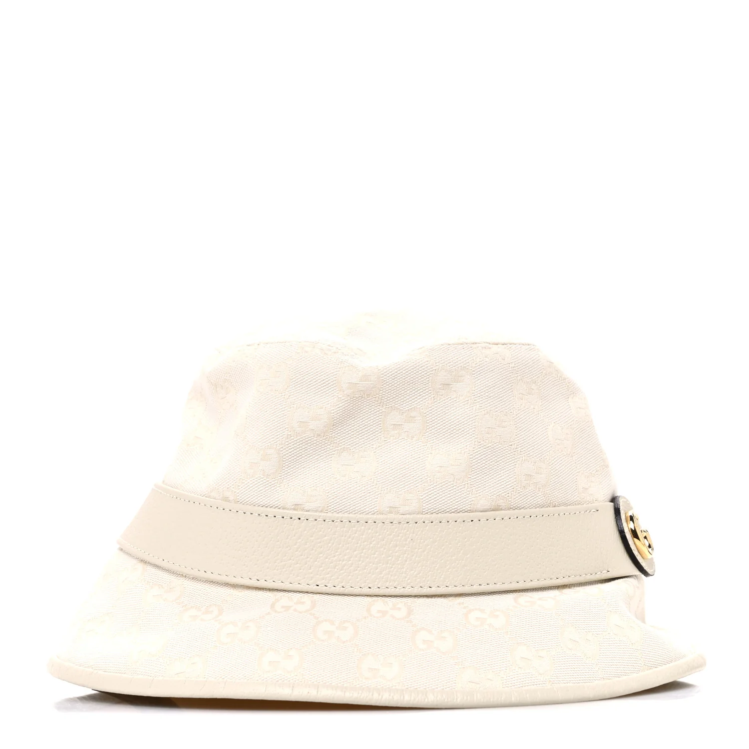 Monogram Textured Dollar Calfskin GG Jago Bucket Hat S Ivory - Image 5