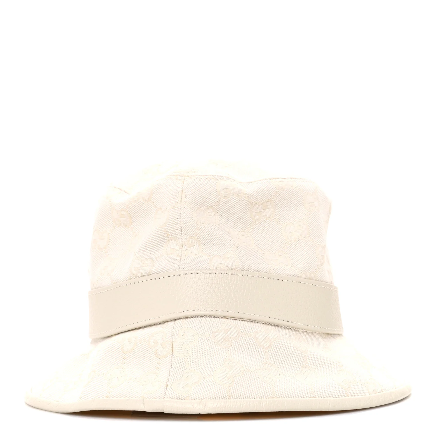 Monogram Textured Dollar Calfskin GG Jago Bucket Hat S Ivory - Image 6