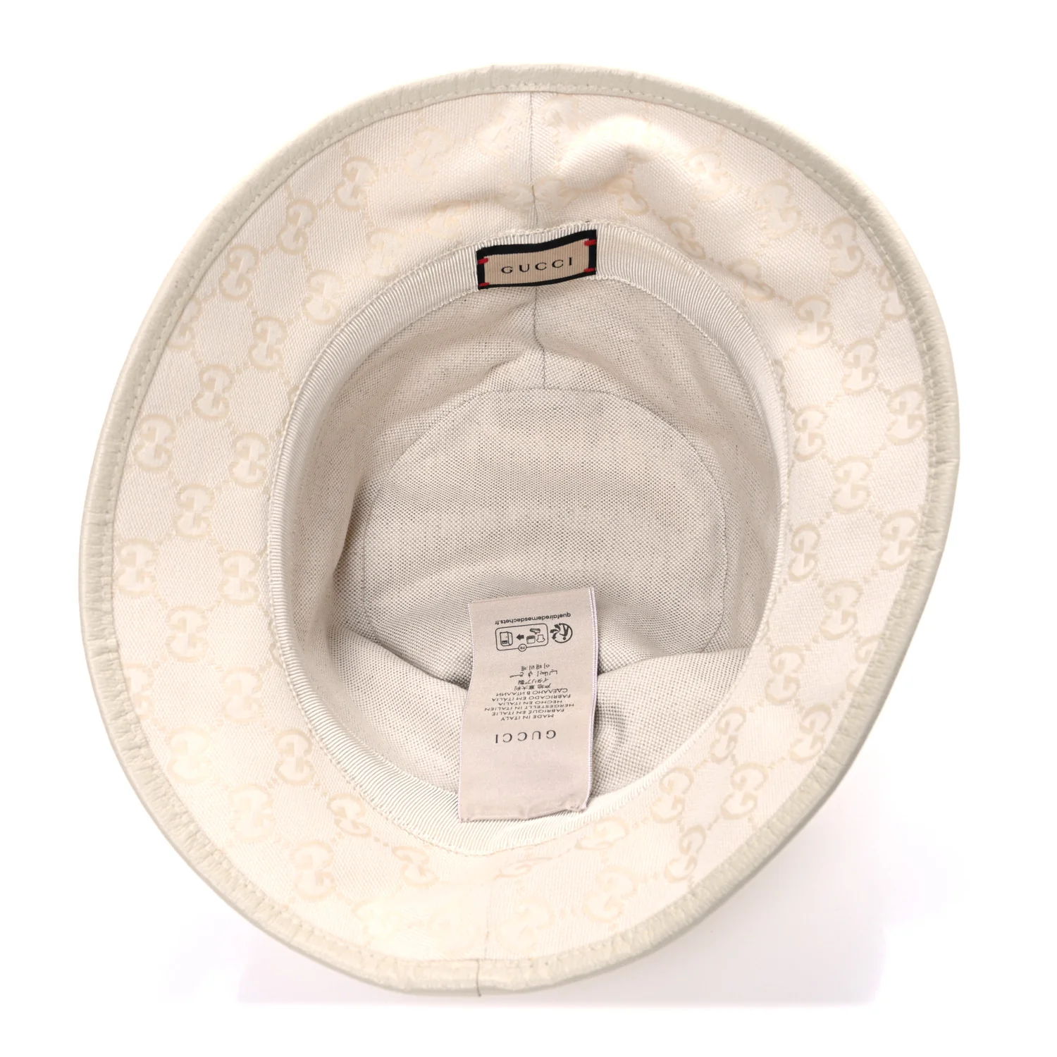 Monogram Textured Dollar Calfskin GG Jago Bucket Hat S Ivory - Image 7