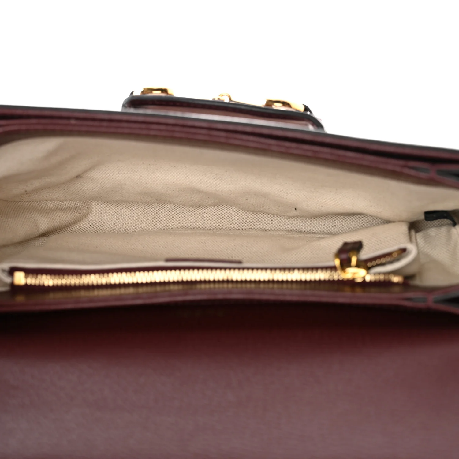 Monogram Textured Dollar Calfskin Horsebit 1955 Shoulder Bag Sahara Rubino Chardonnay - Image 5